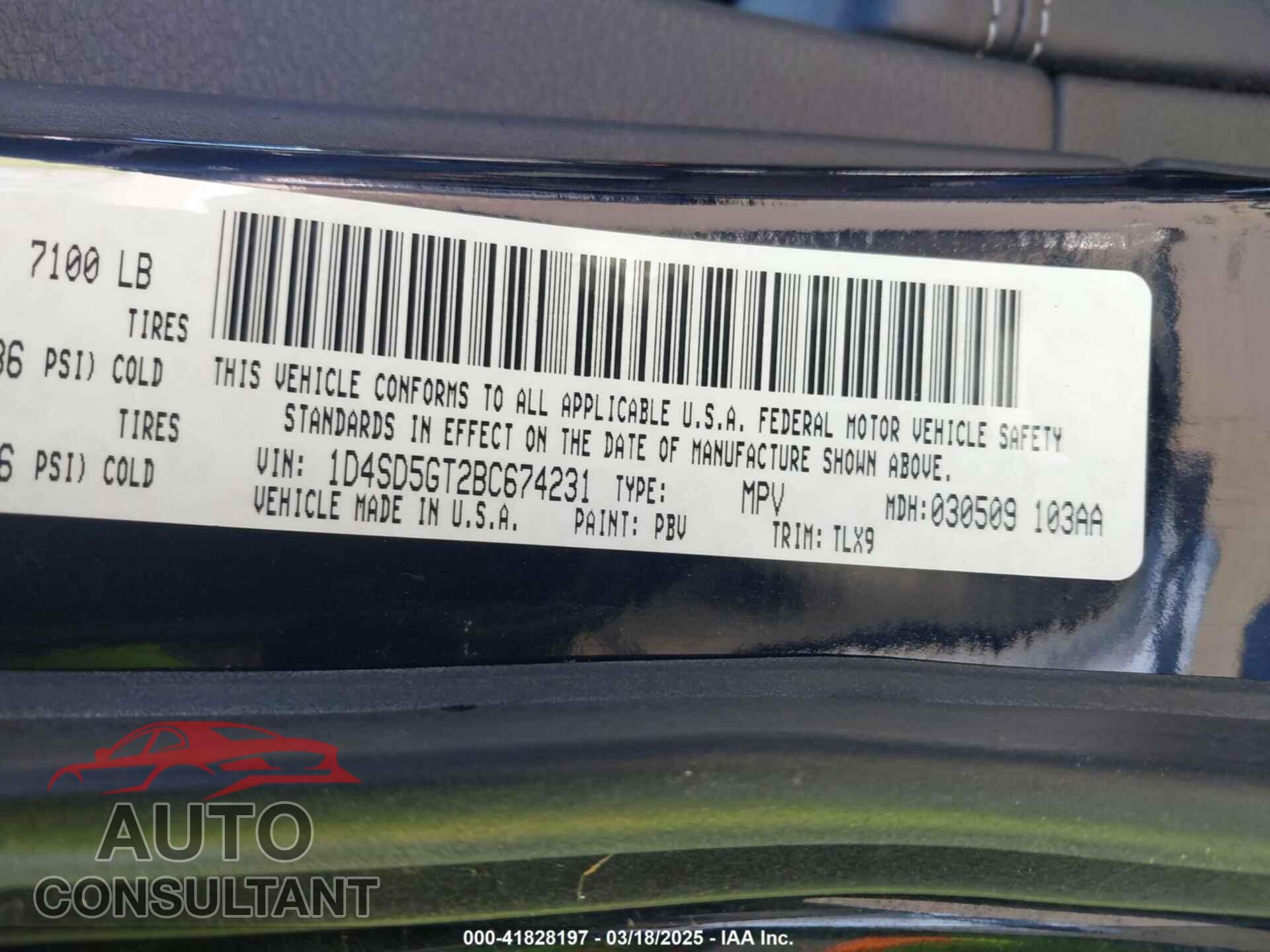 DODGE DURANGO 2011 - 1D4SD5GT2BC674231