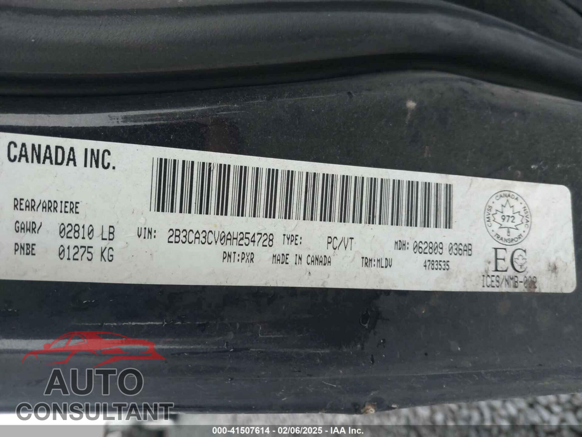 DODGE CHARGER 2010 - 2B3CA3CV0AH254728