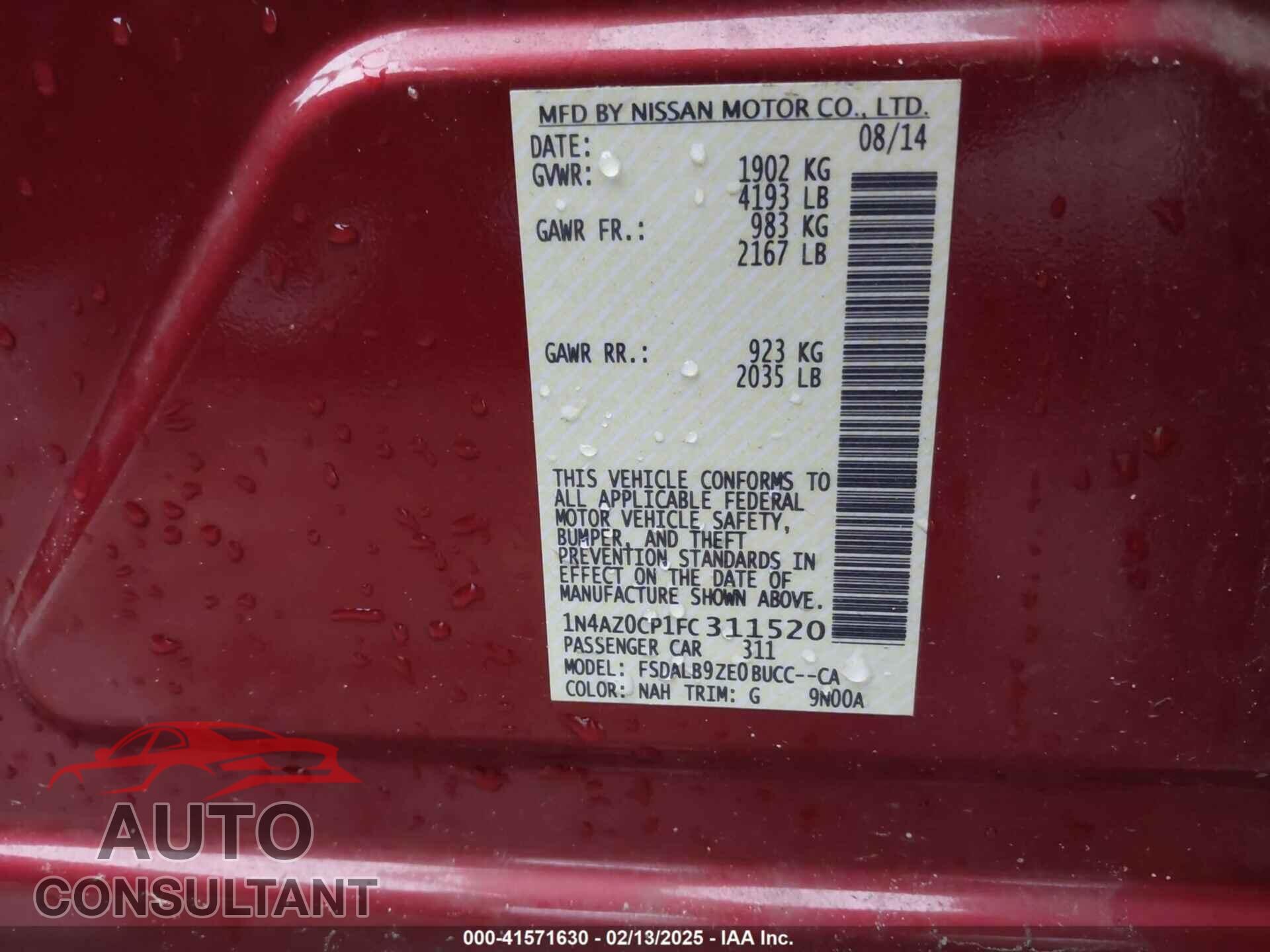 NISSAN LEAF 2015 - 1N4AZ0CP1FC311520