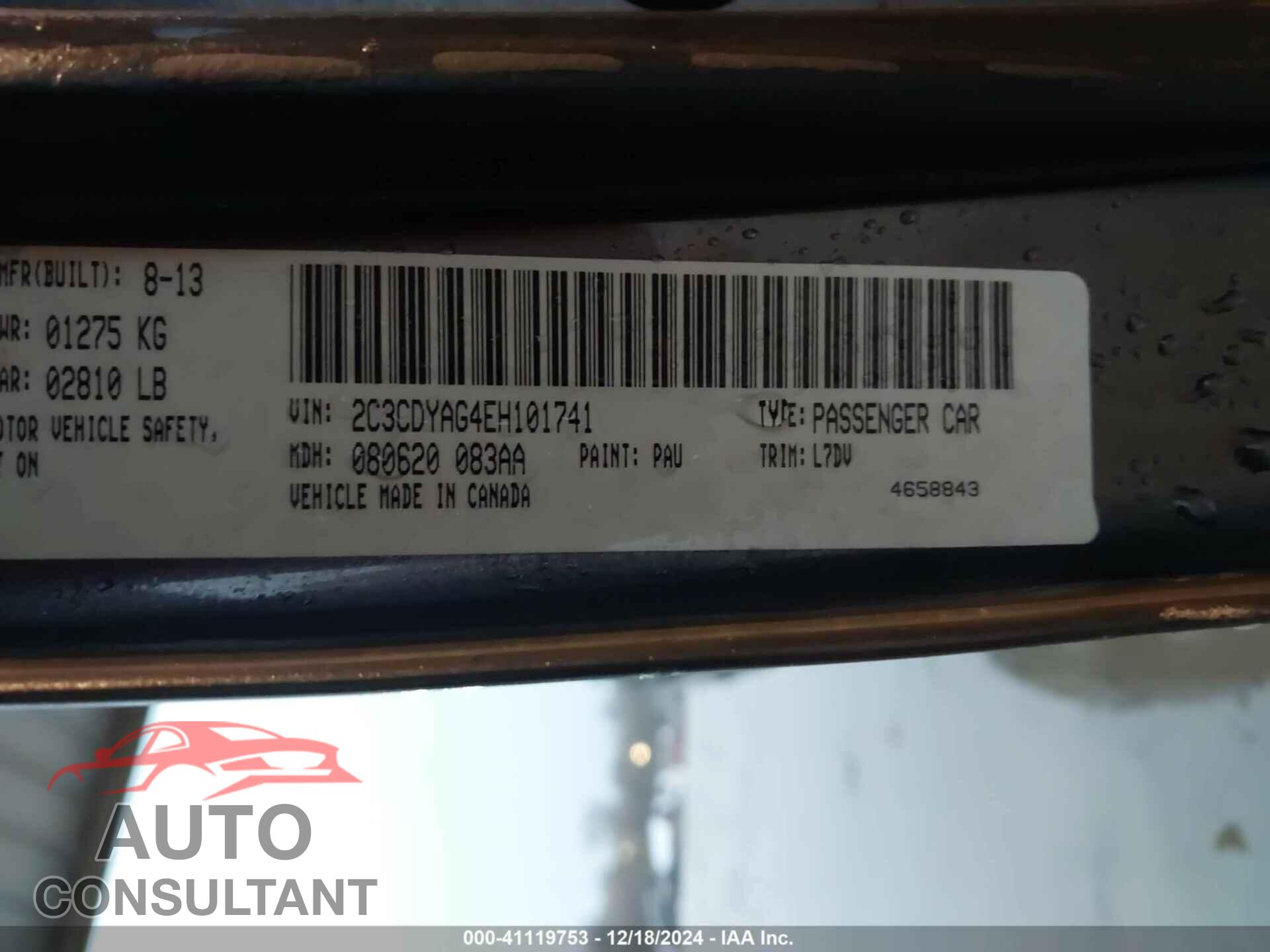DODGE CHALLENGER 2014 - 2C3CDYAG4EH101741
