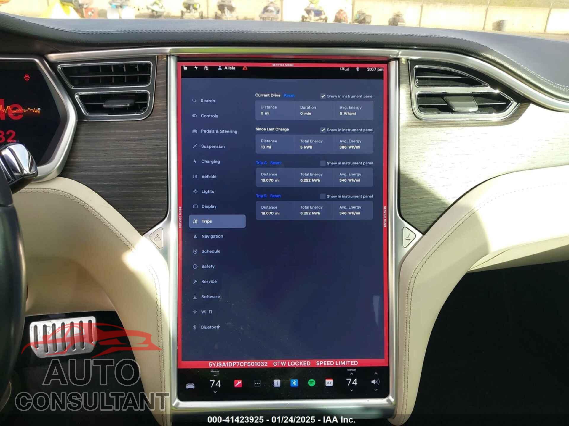 TESLA MODEL S 2012 - 5YJSA1DP7CFS01032