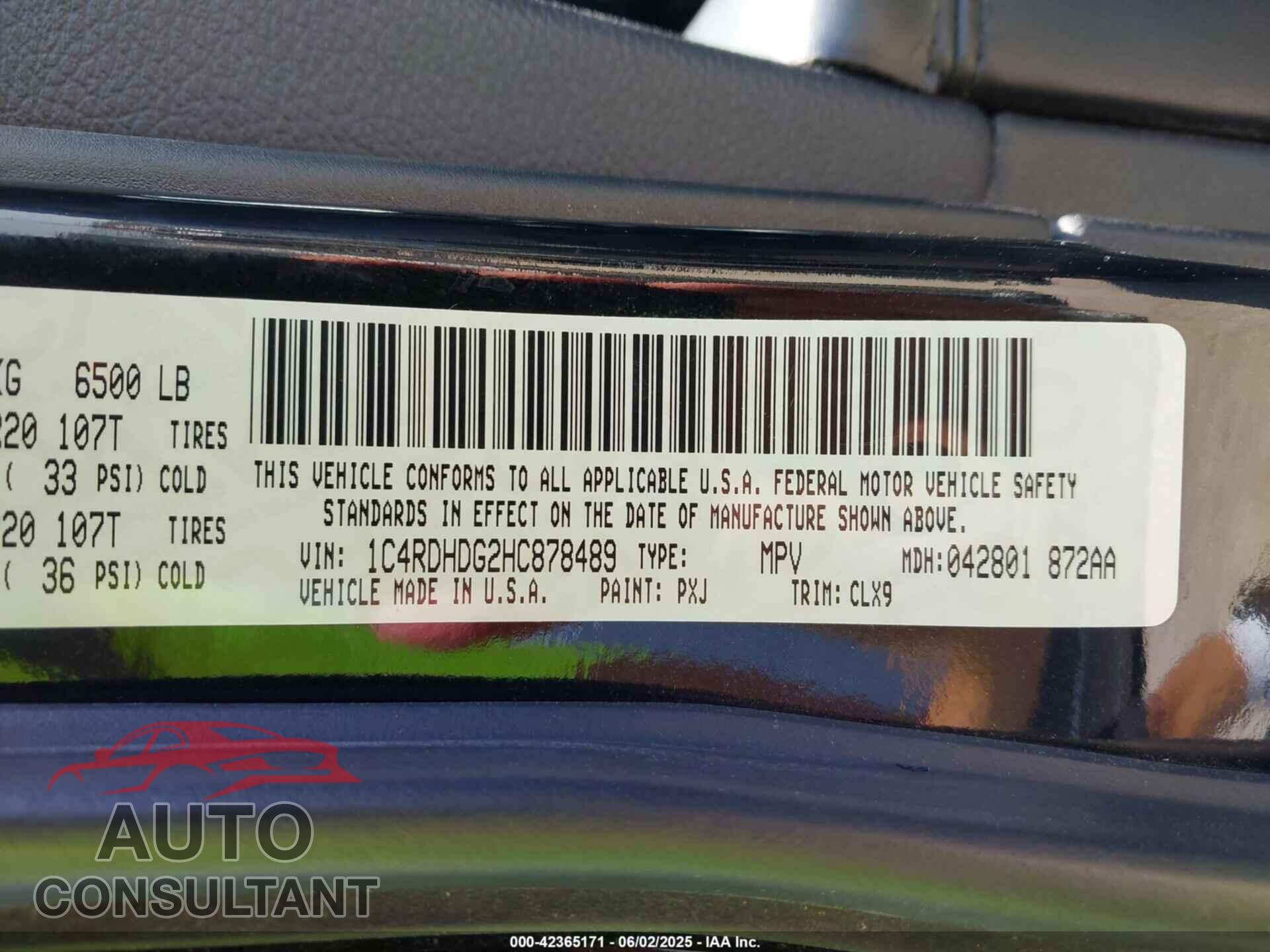 DODGE DURANGO 2017 - 1C4RDHDG2HC878489