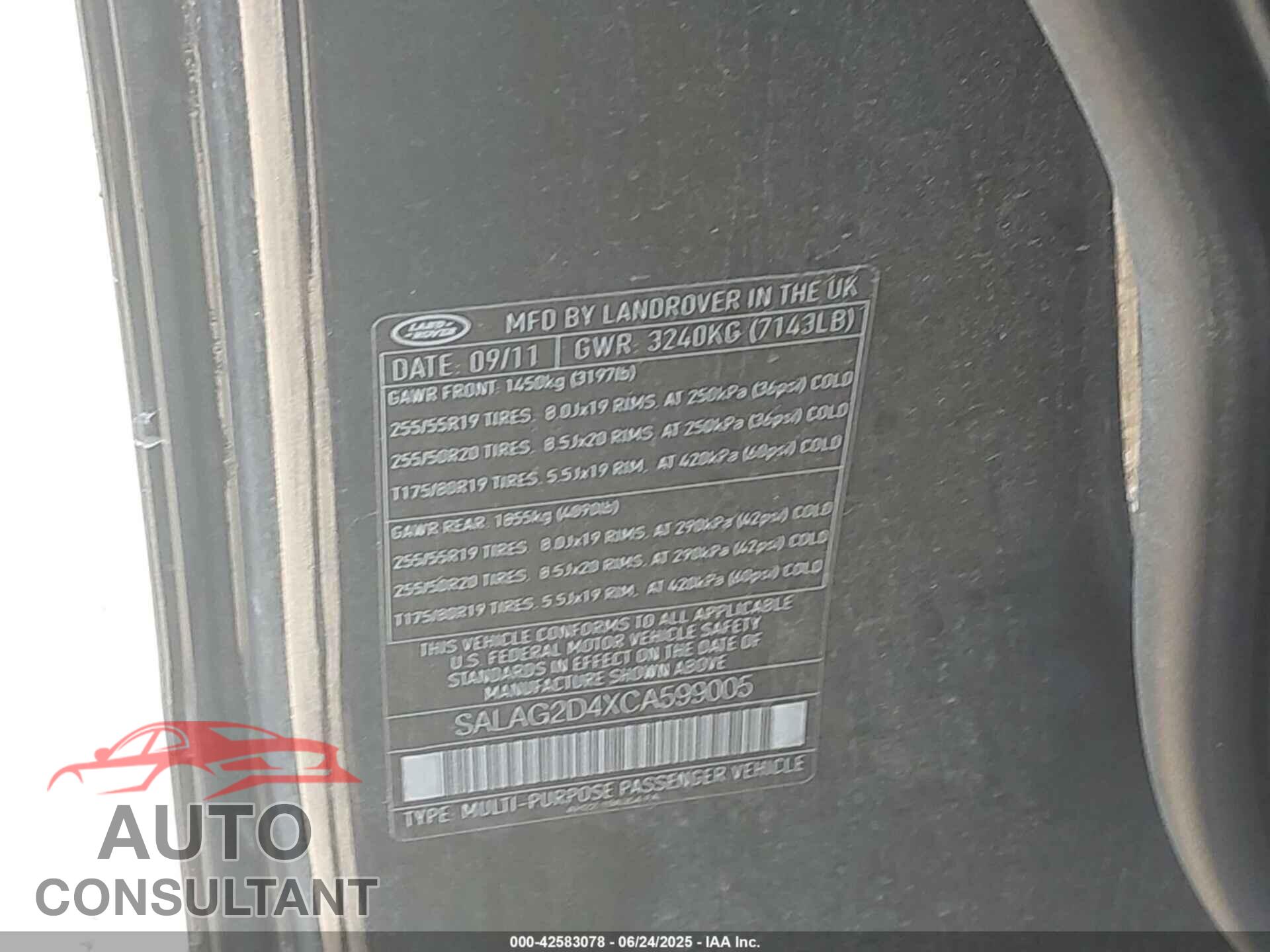 LAND ROVER LR4 2012 - SALAG2D4XCA599005