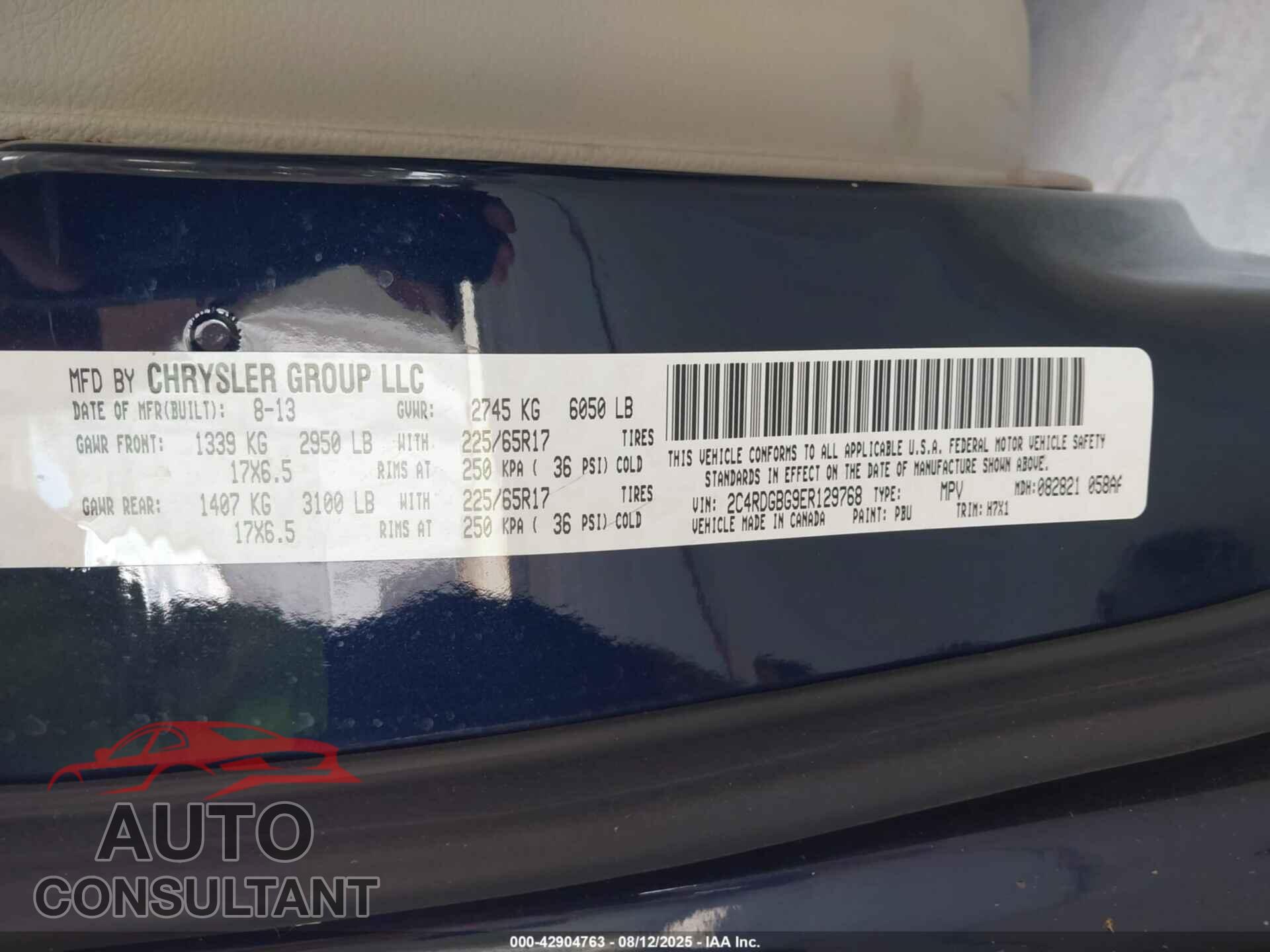 DODGE GRAND CARAVAN 2014 - 2C4RDGBG9ER129768