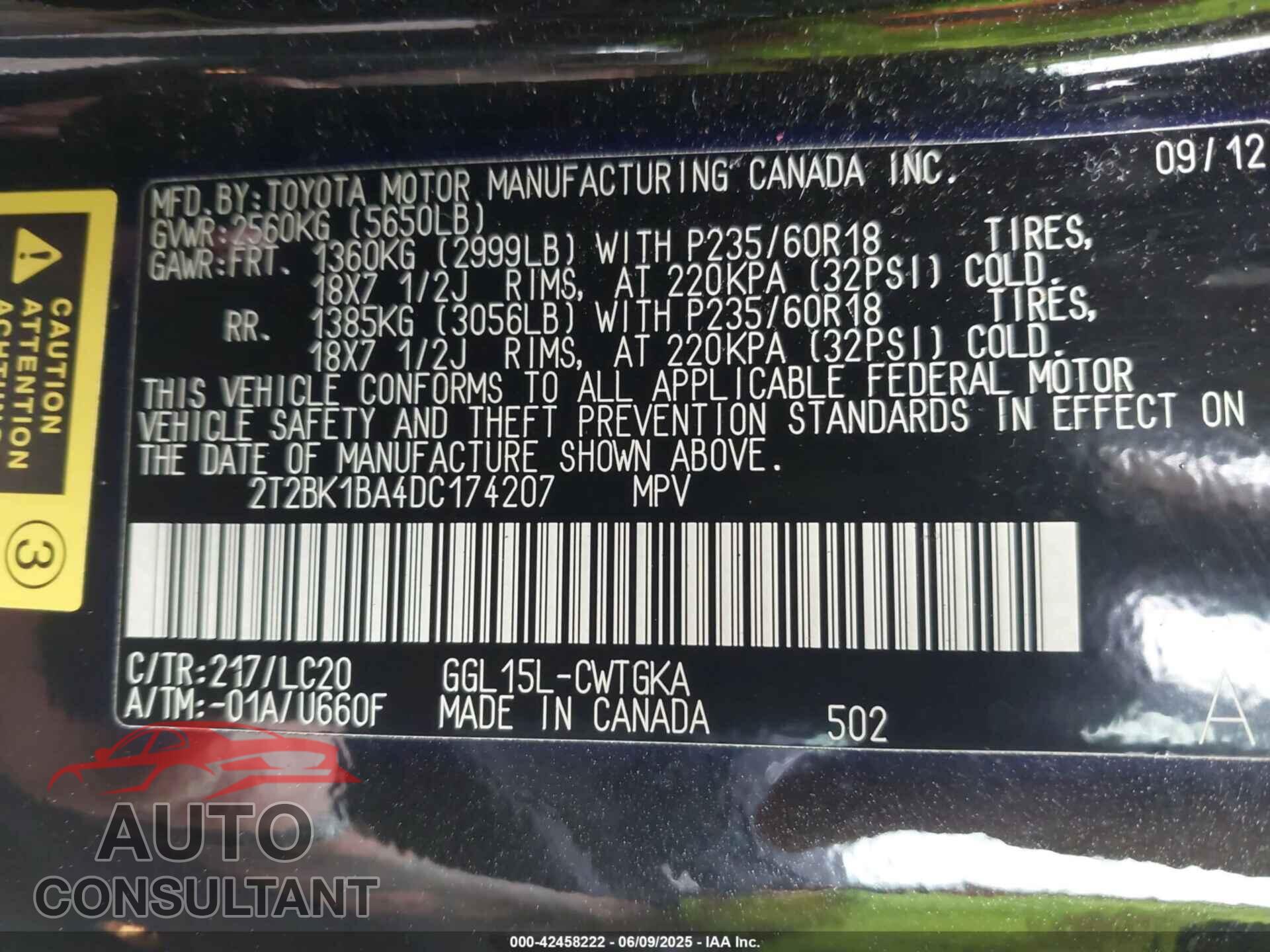 LEXUS RX 350 2013 - 2T2BK1BA4DC174207
