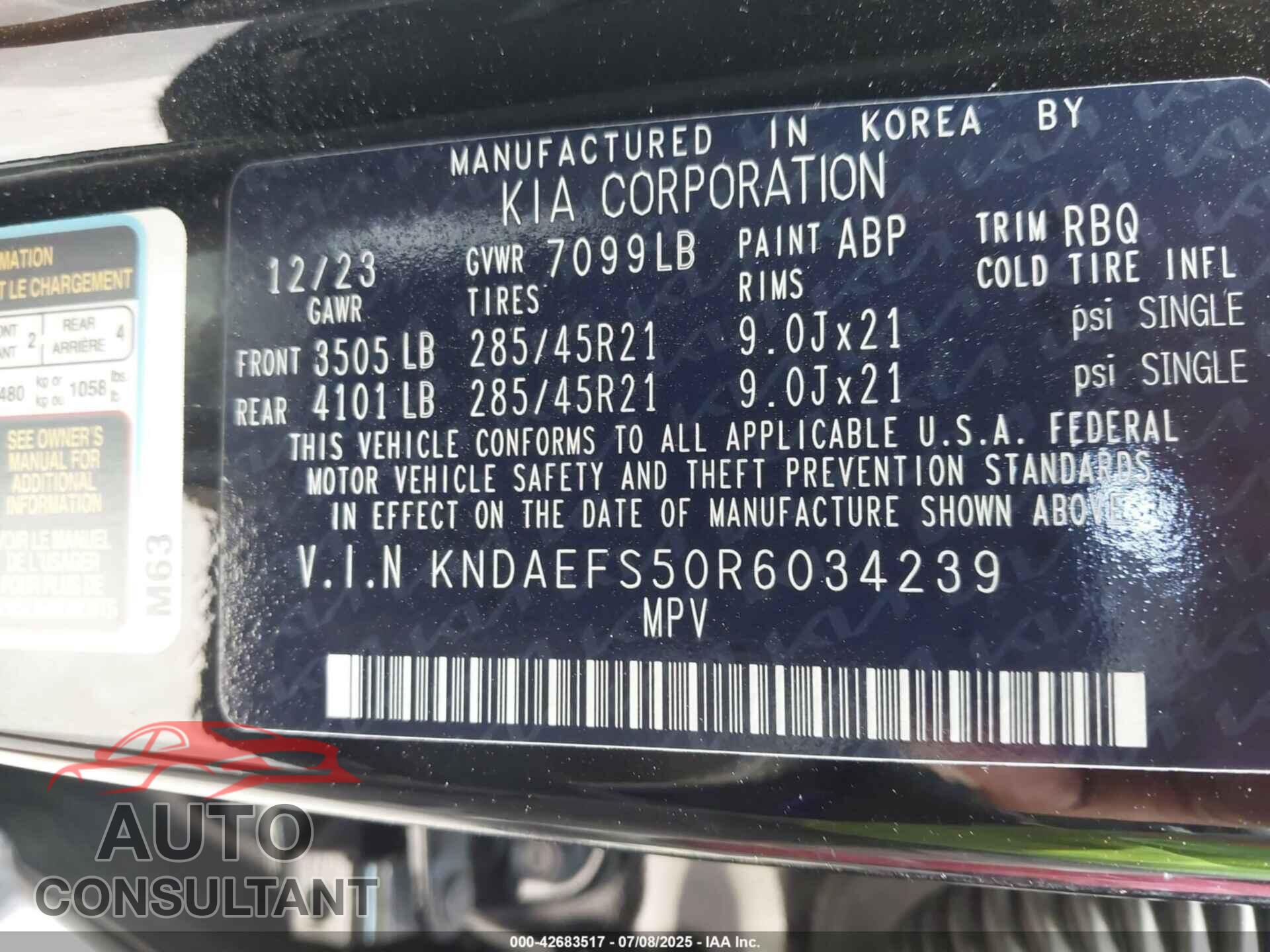 KIA EV9 2024 - KNDAEFS50R6034239