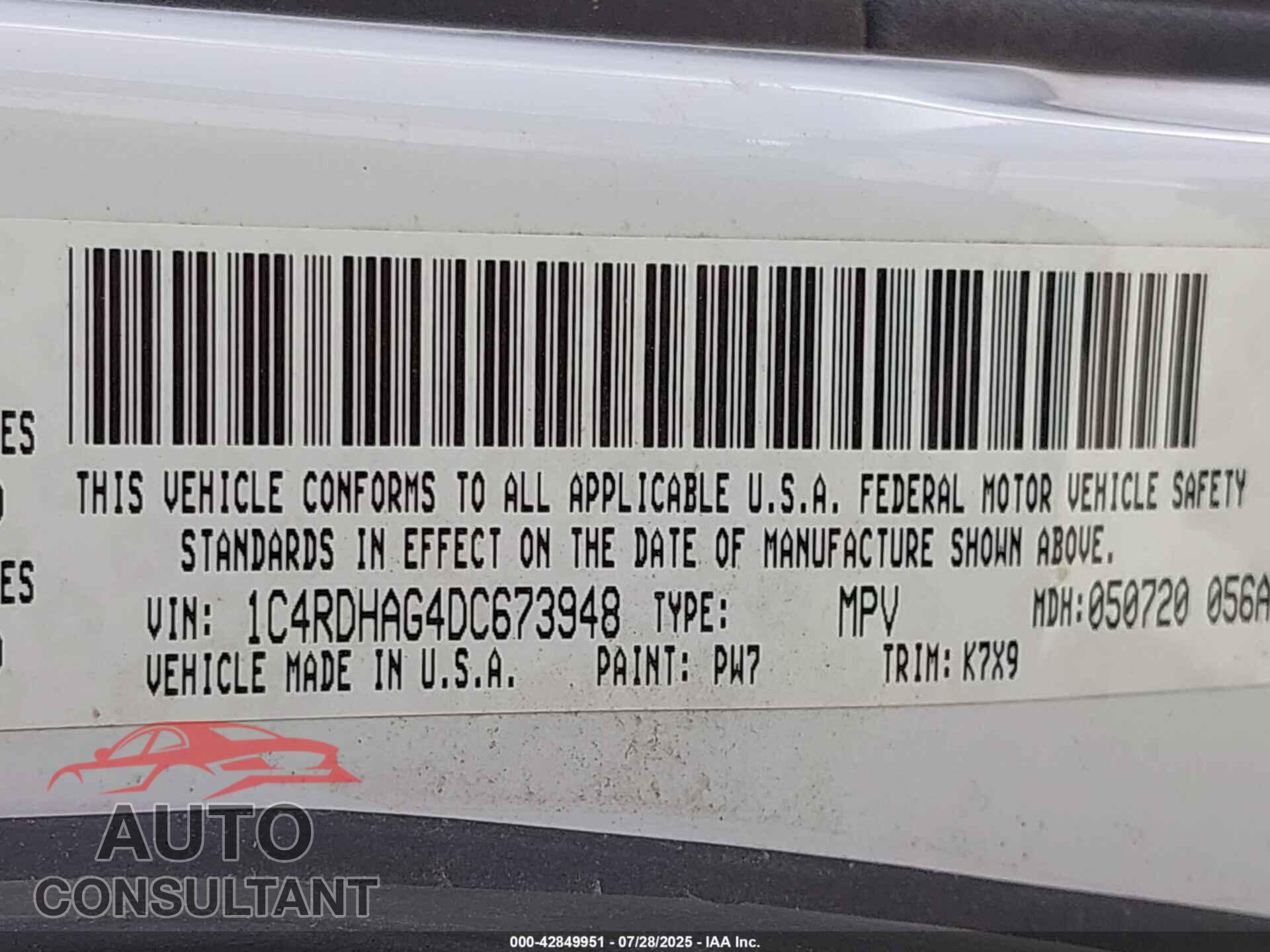 DODGE DURANGO 2013 - 1C4RDHAG4DC673948