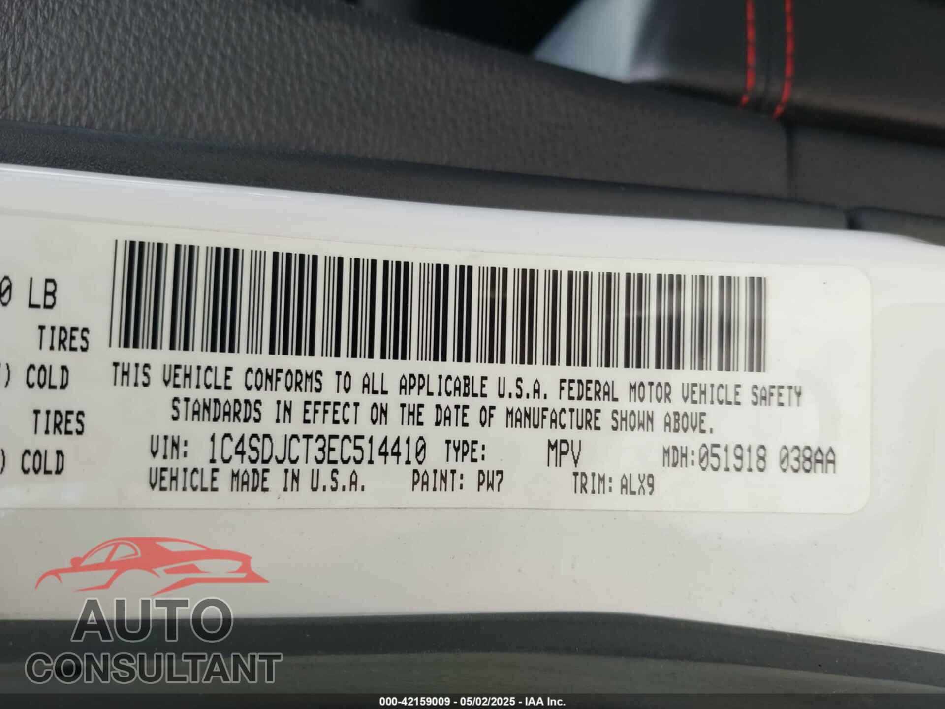 DODGE DURANGO 2014 - 1C4SDJCT3EC514410
