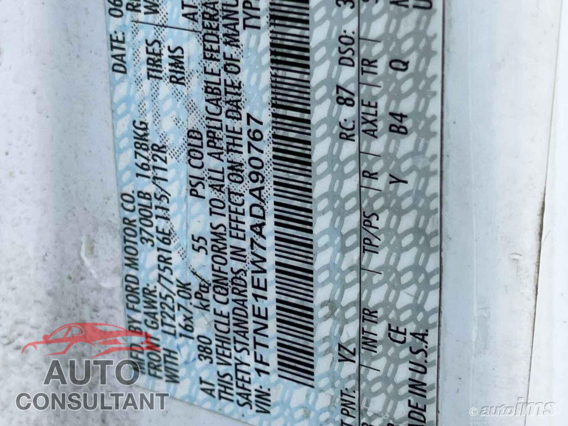 FORD E-150 2010 - 1FTNE1EW7ADA90767