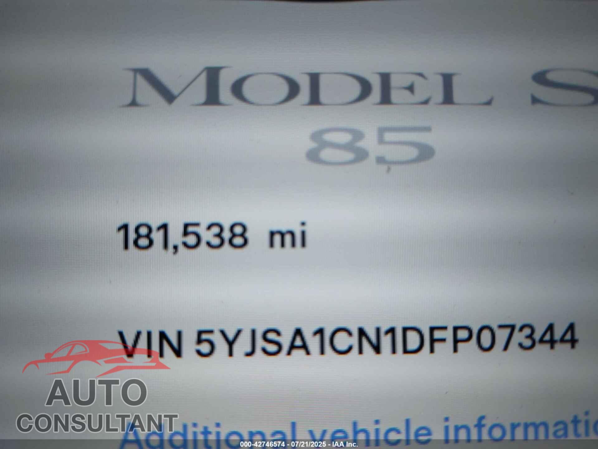 TESLA MODEL S 2013 - 5YJSA1CN1DFP07344