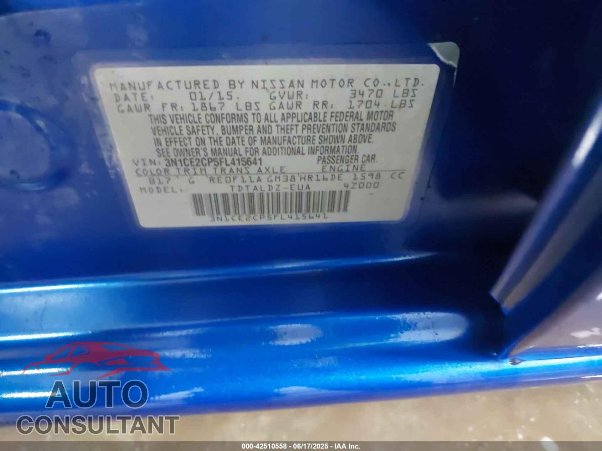 NISSAN VERSA NOTE 2015 - 3N1CE2CP5FL415641