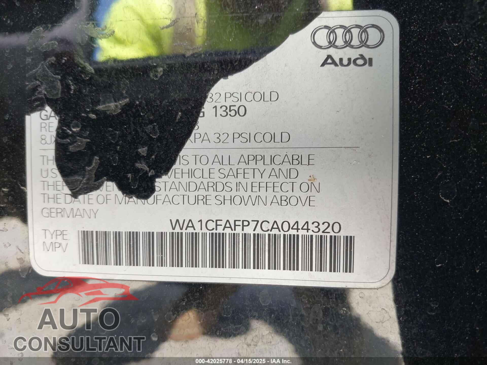 AUDI Q5 2012 - WA1CFAFP7CA044320