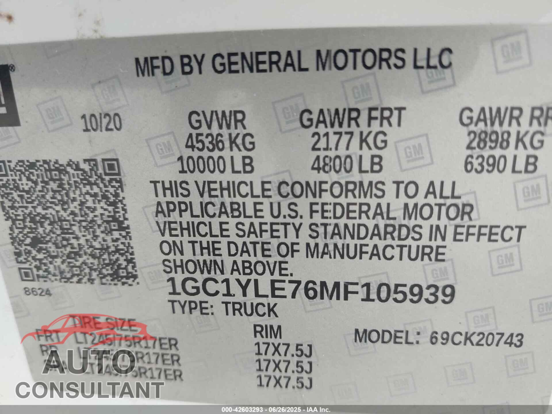 CHEVROLET SILVERADO 2021 - 1GC1YLE76MF105939