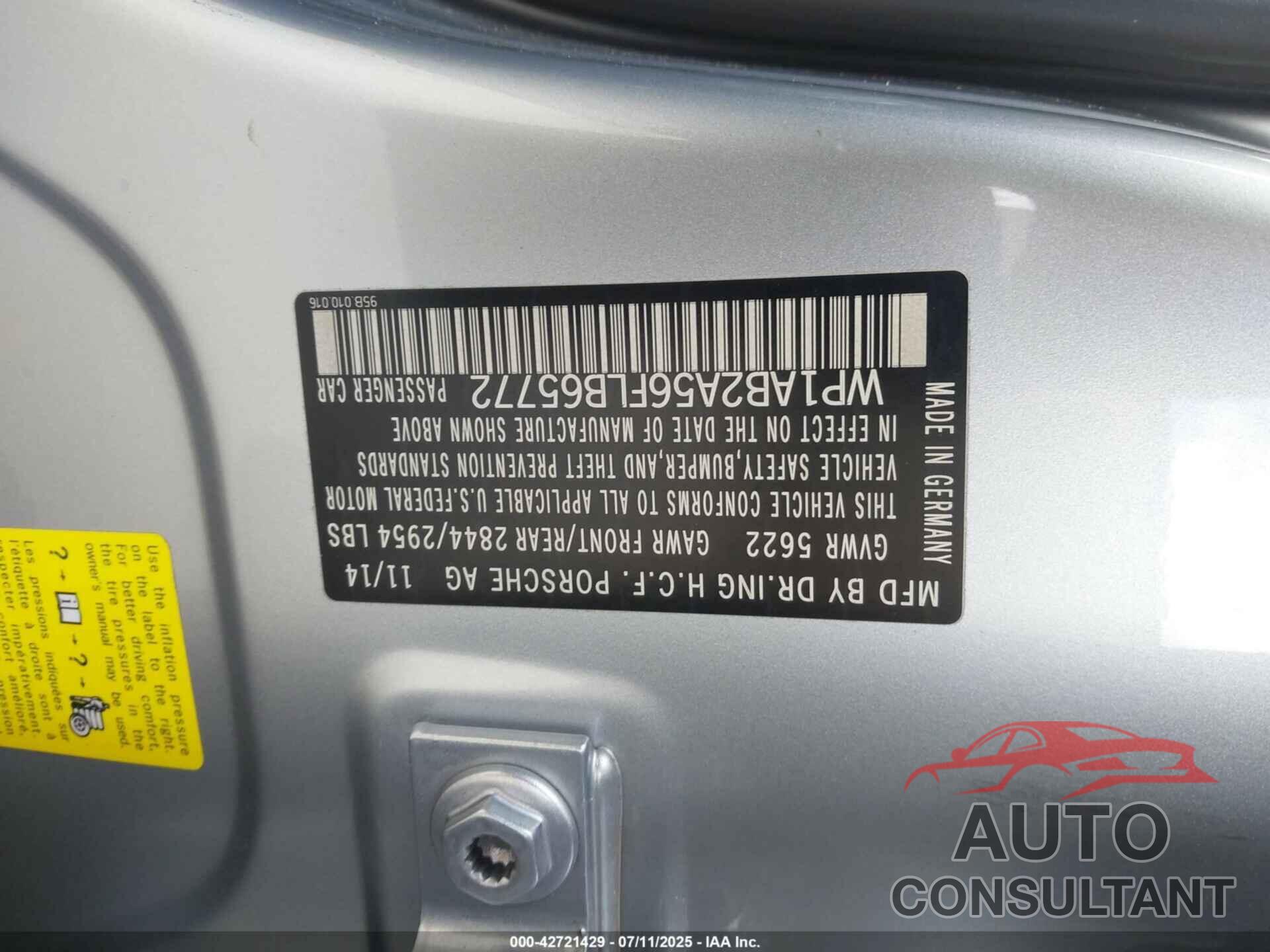 PORSCHE MACAN 2015 - WP1AB2A56FLB65772