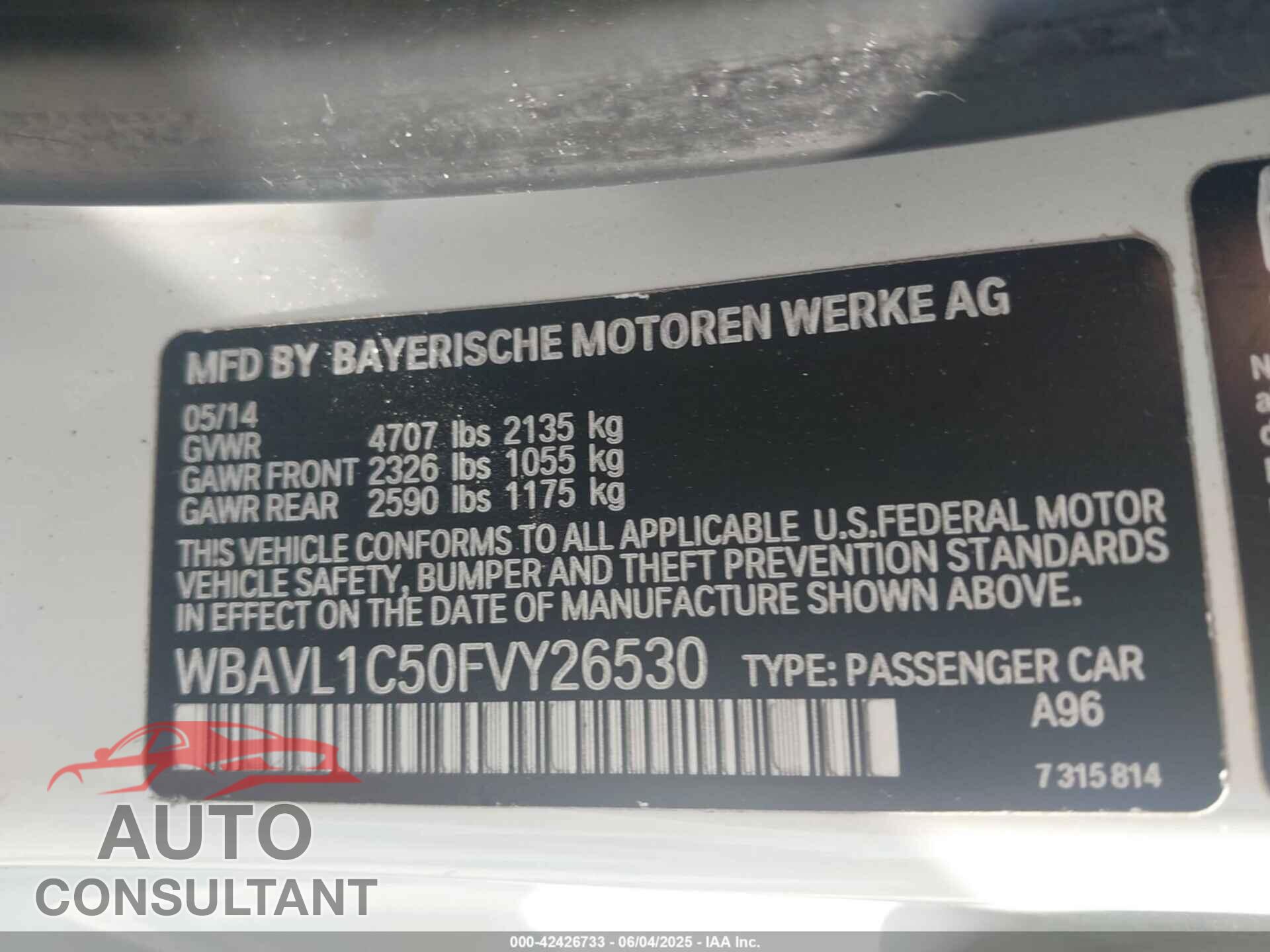 BMW X1 2015 - WBAVL1C50FVY26530
