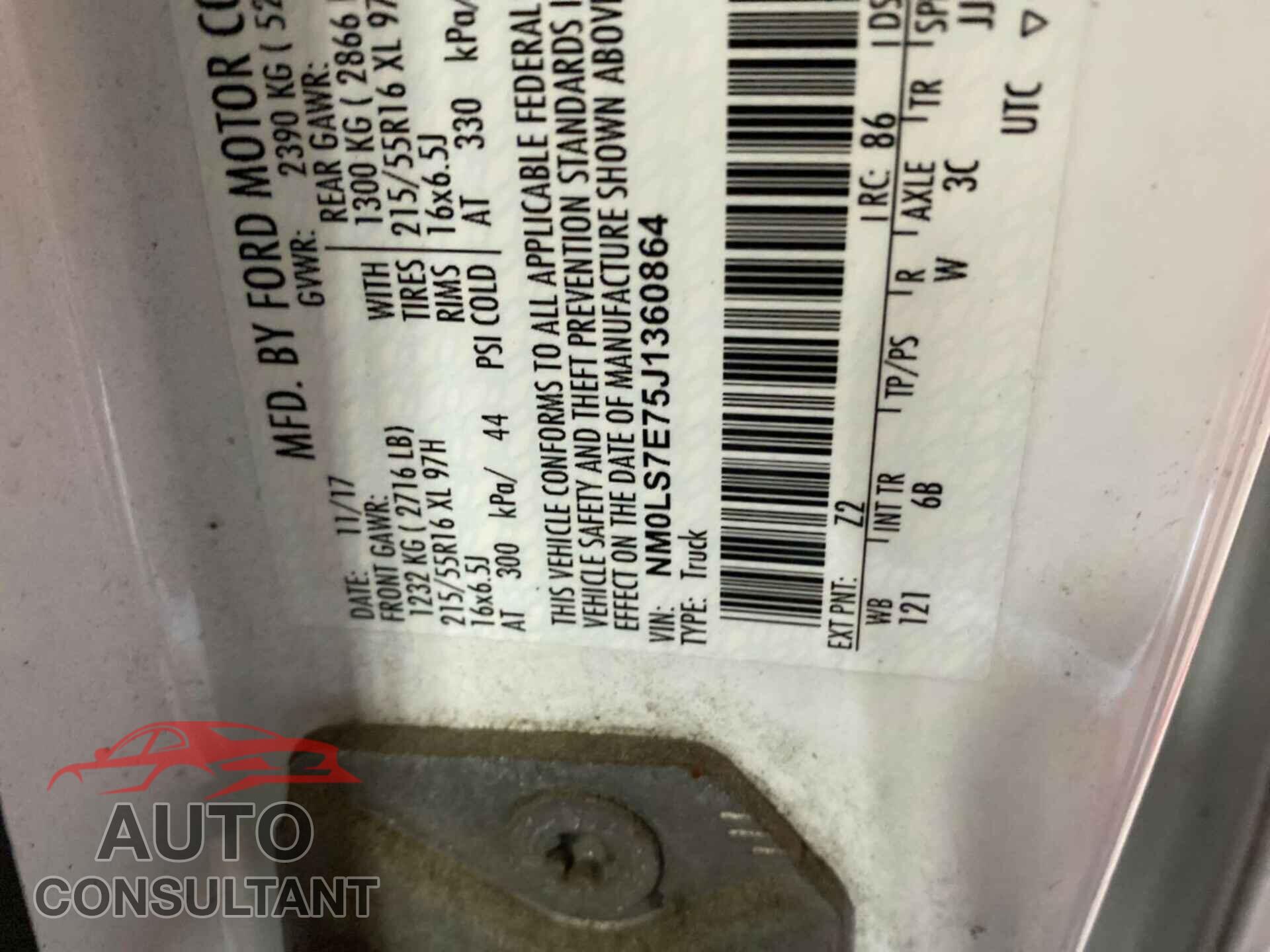 FORD TRANSIT CONNECT 2018 - NM0LS7E75J1360864
