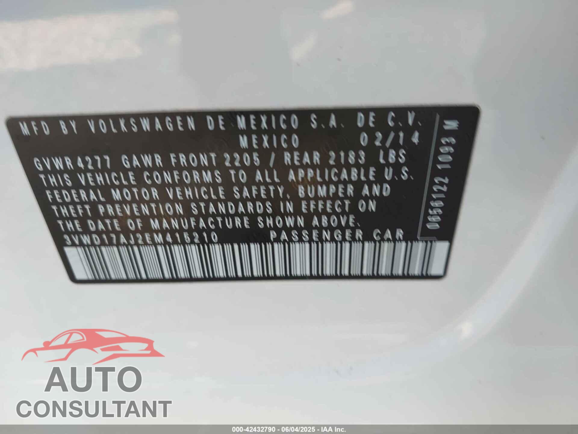 VOLKSWAGEN JETTA 2014 - 3VWD17AJ2EM415210