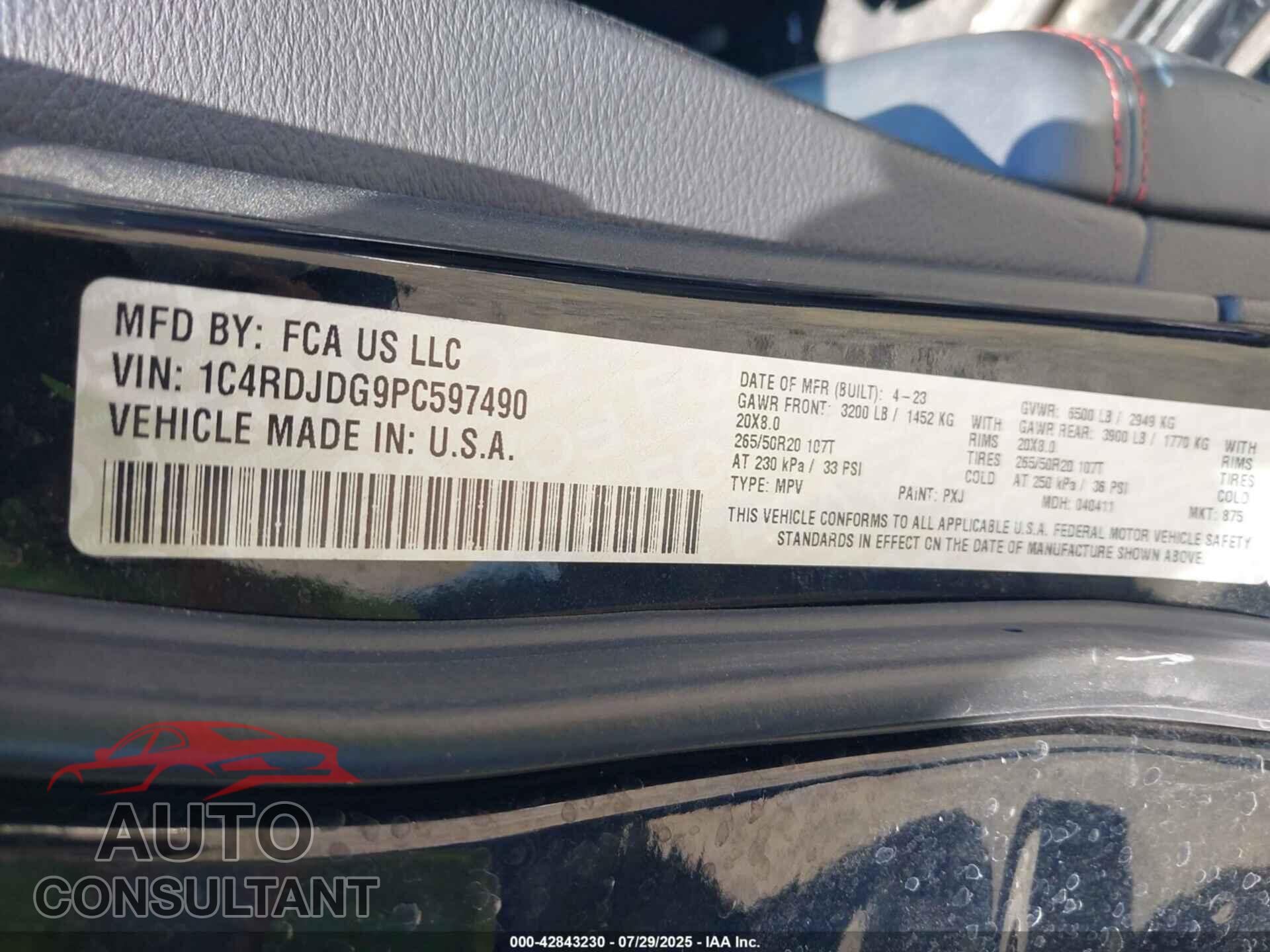 DODGE DURANGO 2023 - 1C4RDJDG9PC597490
