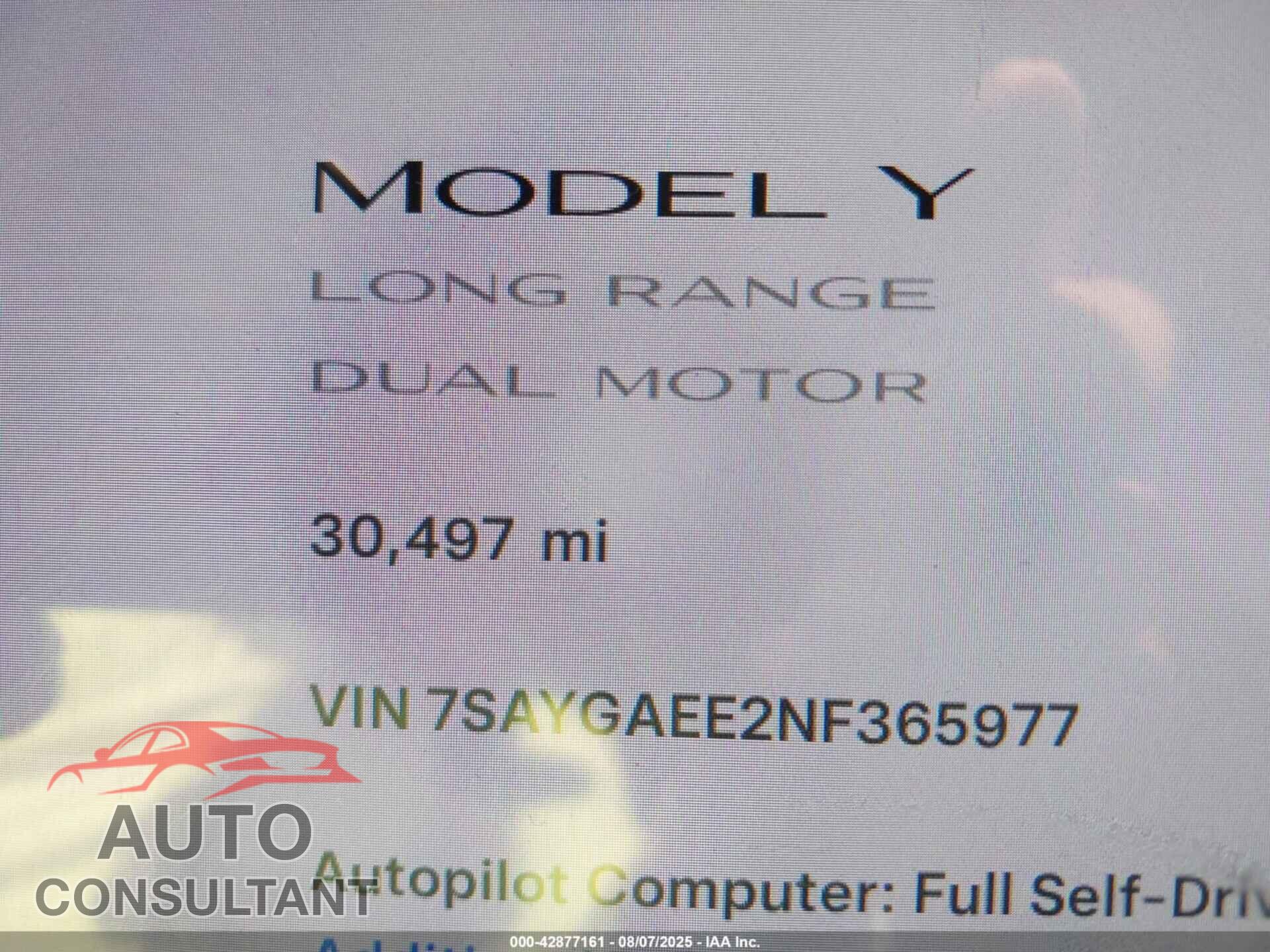 TESLA MODEL Y 2022 - 7SAYGAEE2NF365977