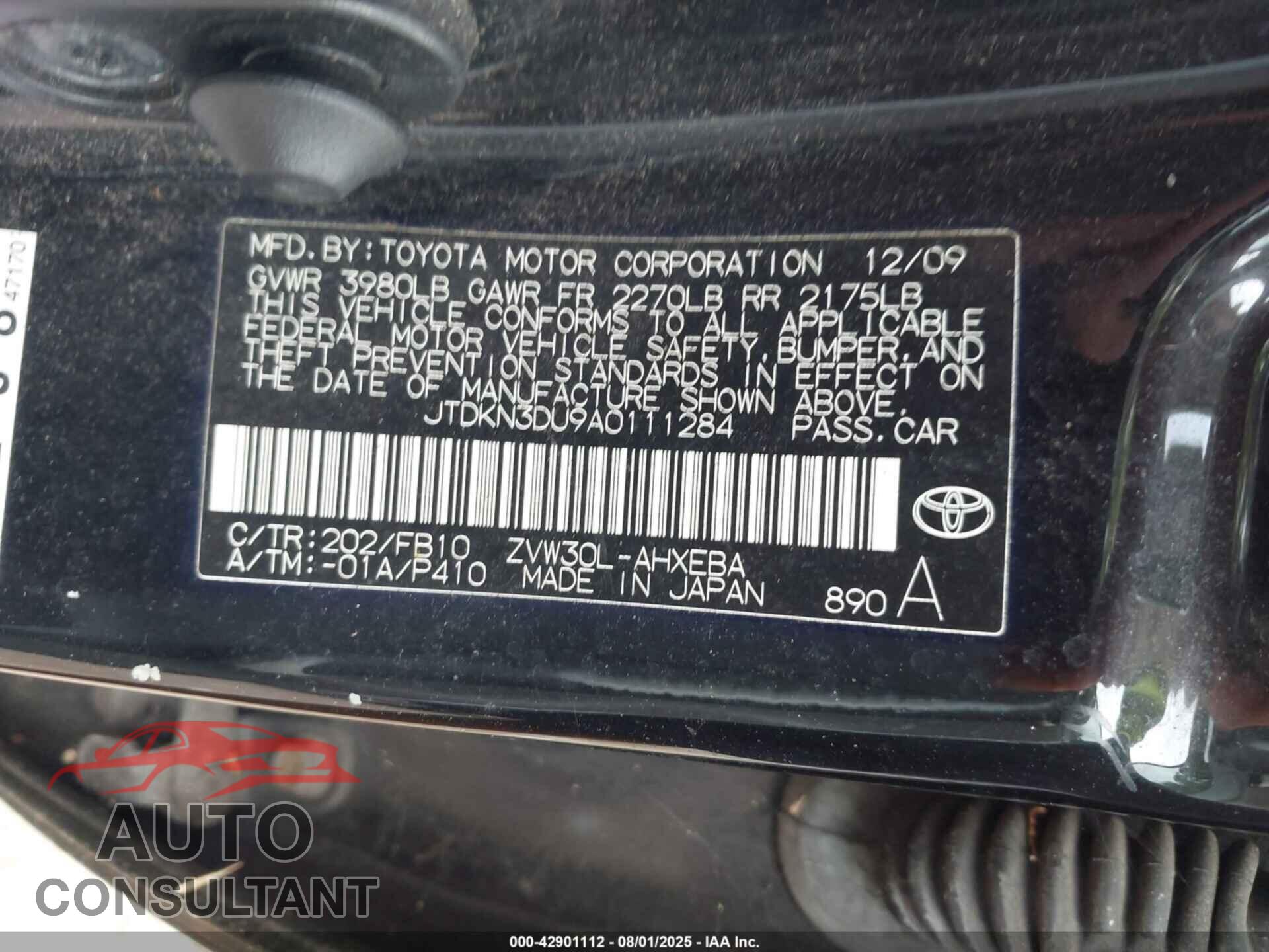 TOYOTA PRIUS 2010 - JTDKN3DU9A0111284