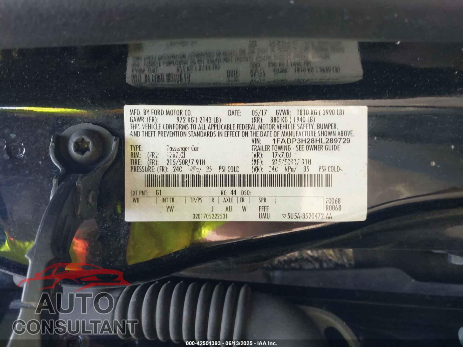 FORD FOCUS 2017 - 1FADP3H28HL289729
