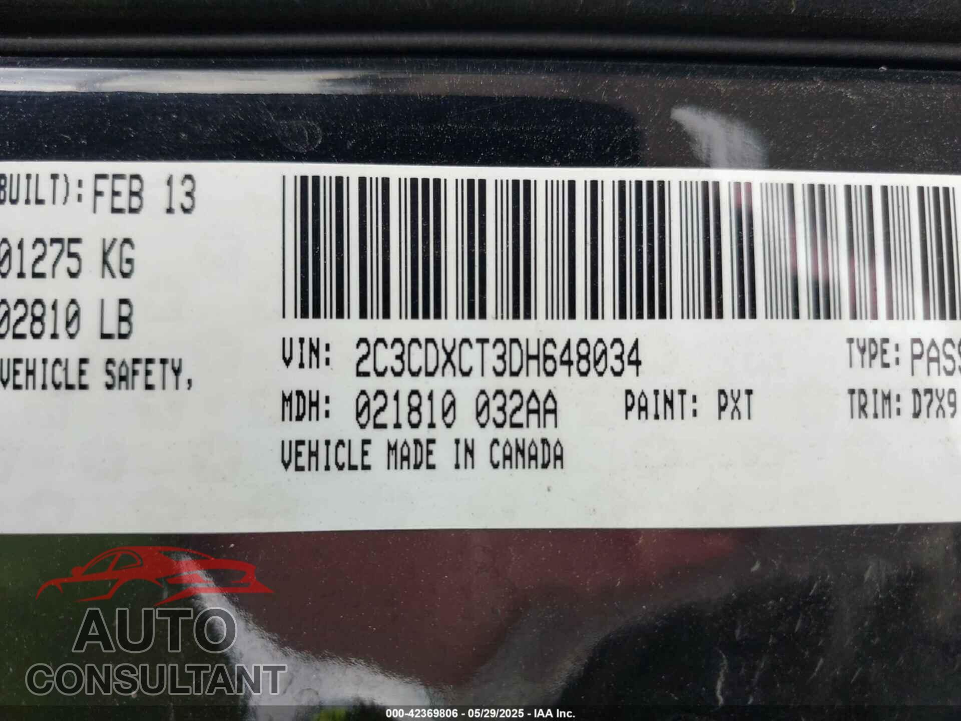 DODGE CHARGER 2013 - 2C3CDXCT3DH648034
