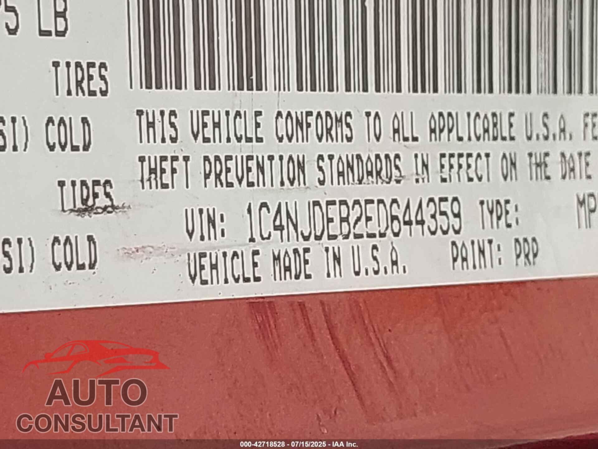 JEEP COMPASS 2014 - 1C4NJDEB2ED644359