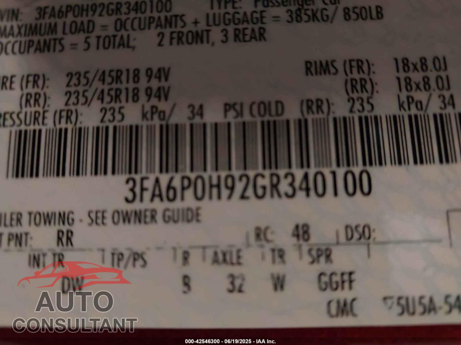 FORD FUSION 2016 - 3FA6P0H92GR340100