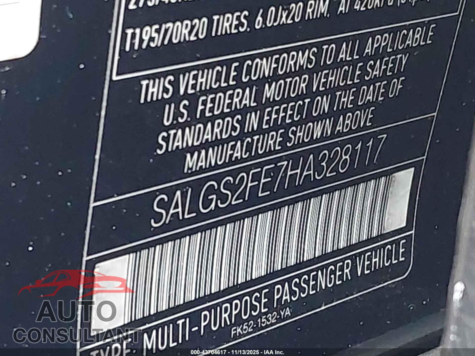 LAND ROVER RANGE ROVER 2017 - SALGS2FE7HA328117