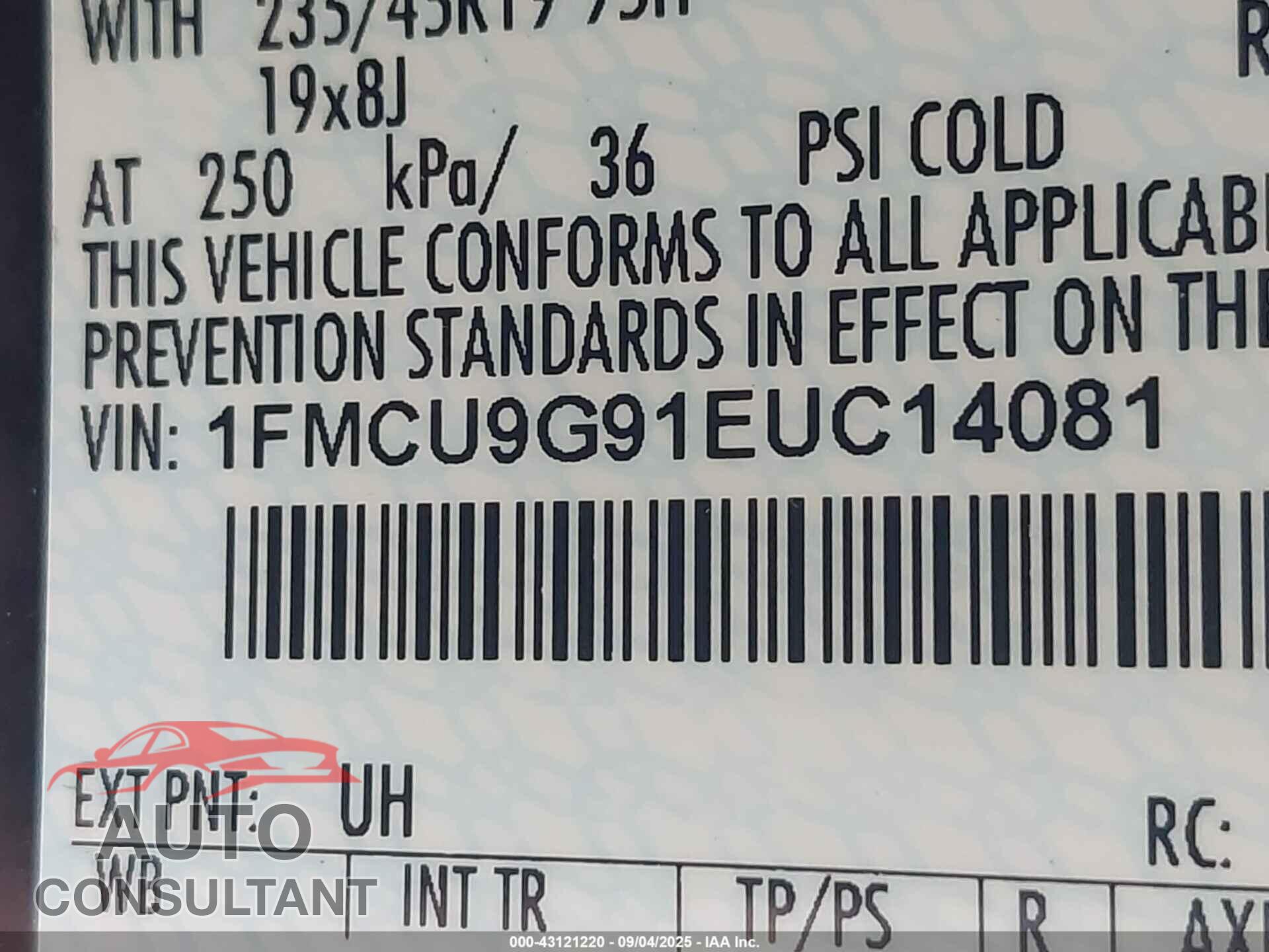 FORD ESCAPE 2014 - 1FMCU9G91EUC14081
