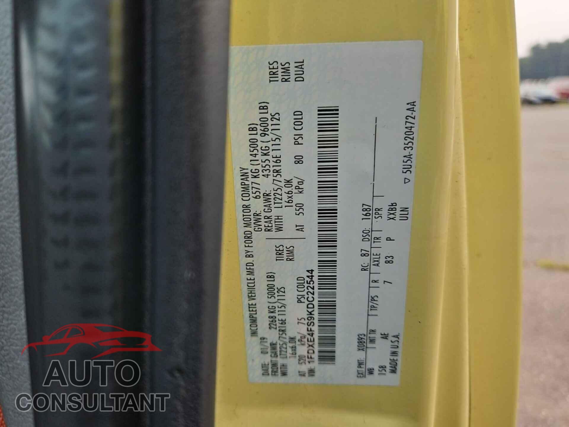 FORD ECONOLINE 2019 - 1FDXE4FS9KDC22544