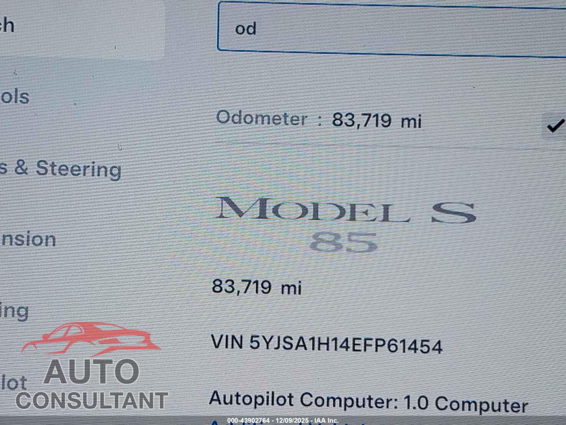TESLA MODEL S 2014 - 5YJSA1H14EFP61454
