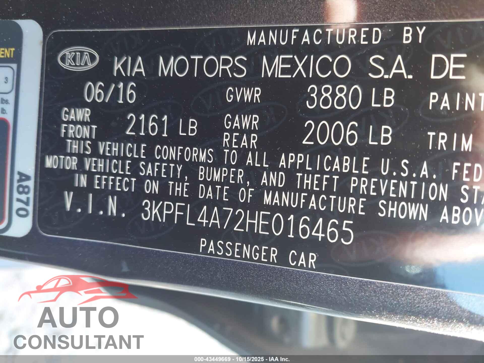 KIA FORTE 2017 - 3KPFL4A72HE016465
