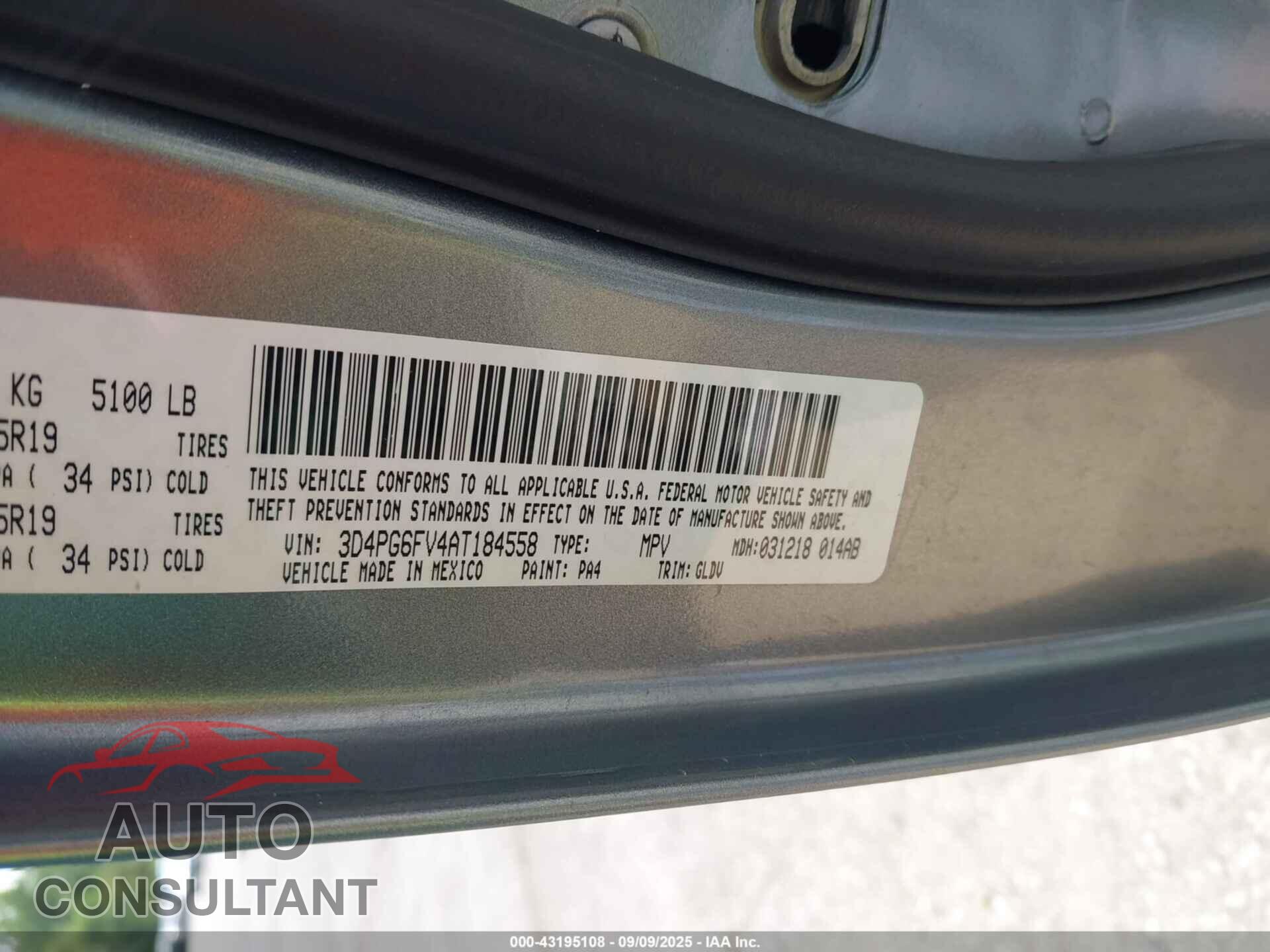 DODGE JOURNEY 2010 - 3D4PG6FV4AT184558