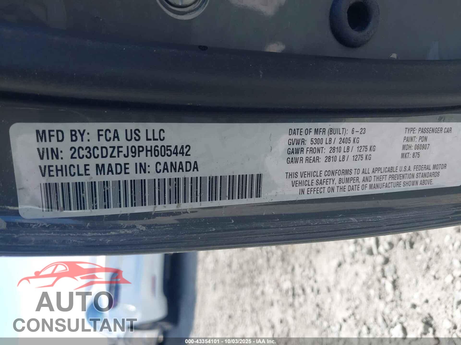 DODGE CHALLENGER 2023 - 2C3CDZFJ9PH605442