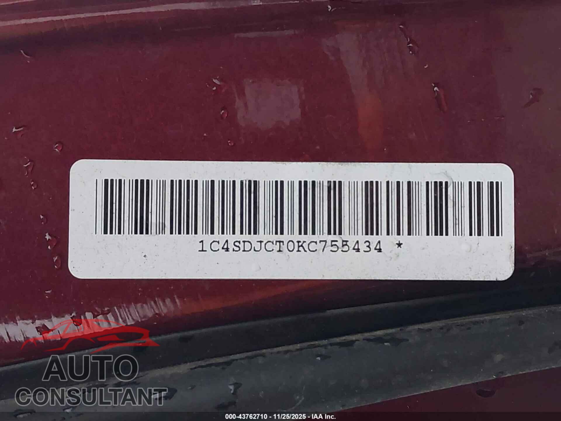DODGE DURANGO 2019 - 1C4SDJCT0KC755434