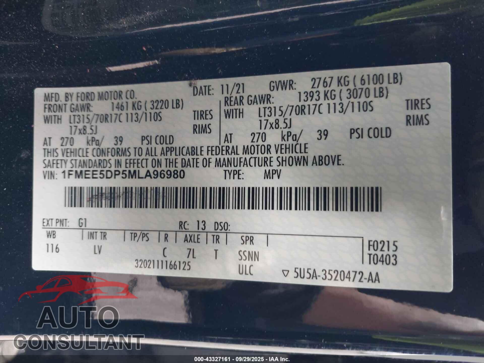 FORD BRONCO 2021 - 1FMEE5DP5MLA96980