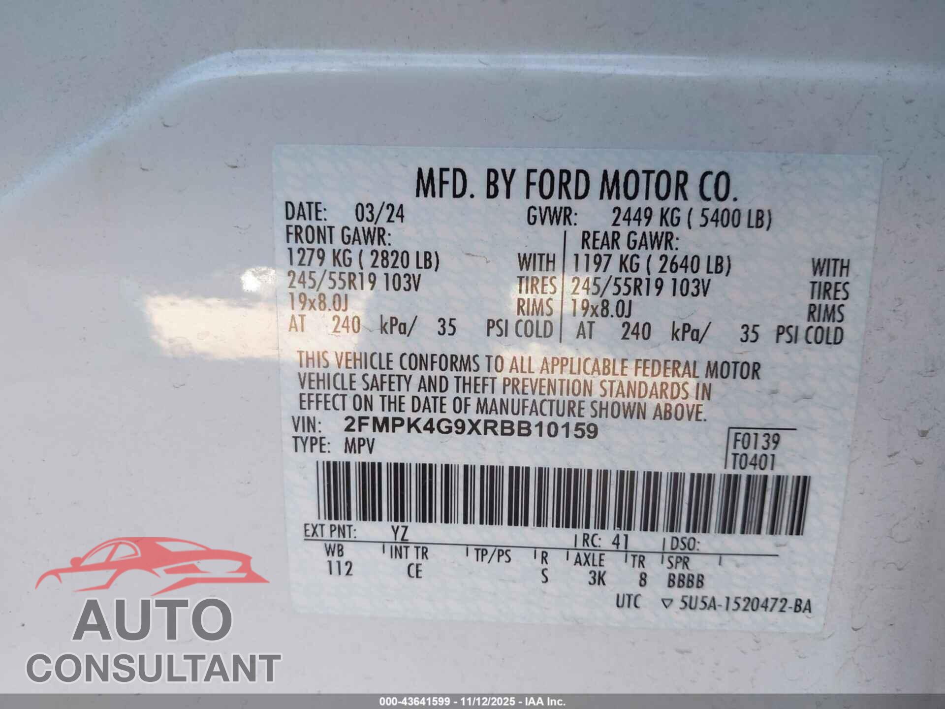 FORD EDGE 2024 - 2FMPK4G9XRBB10159