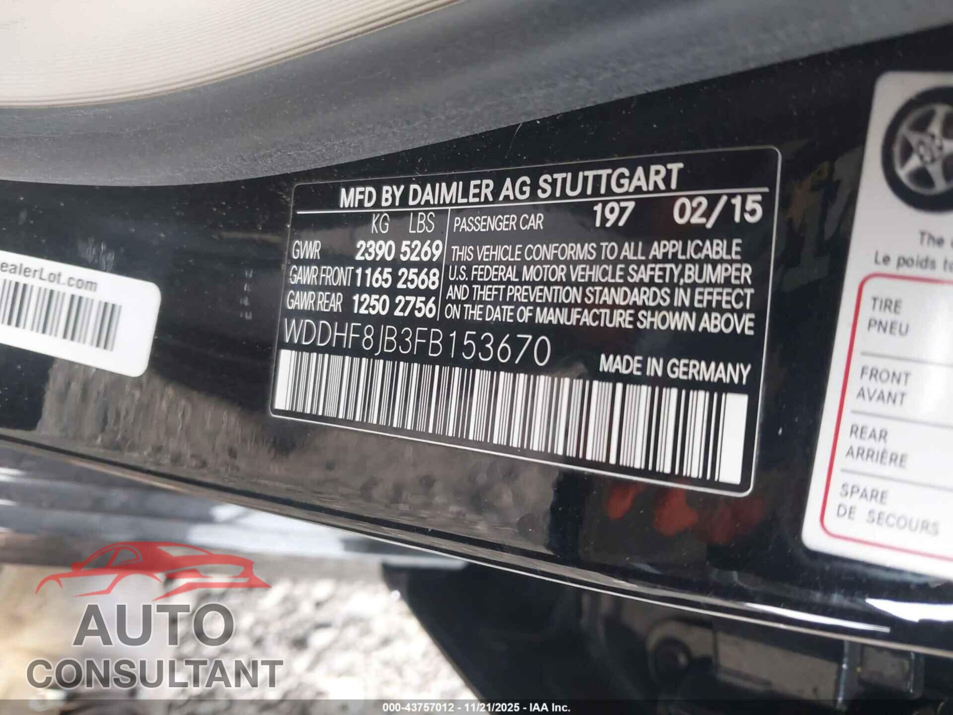 MERCEDES-BENZ E 350 2015 - WDDHF8JB3FB153670