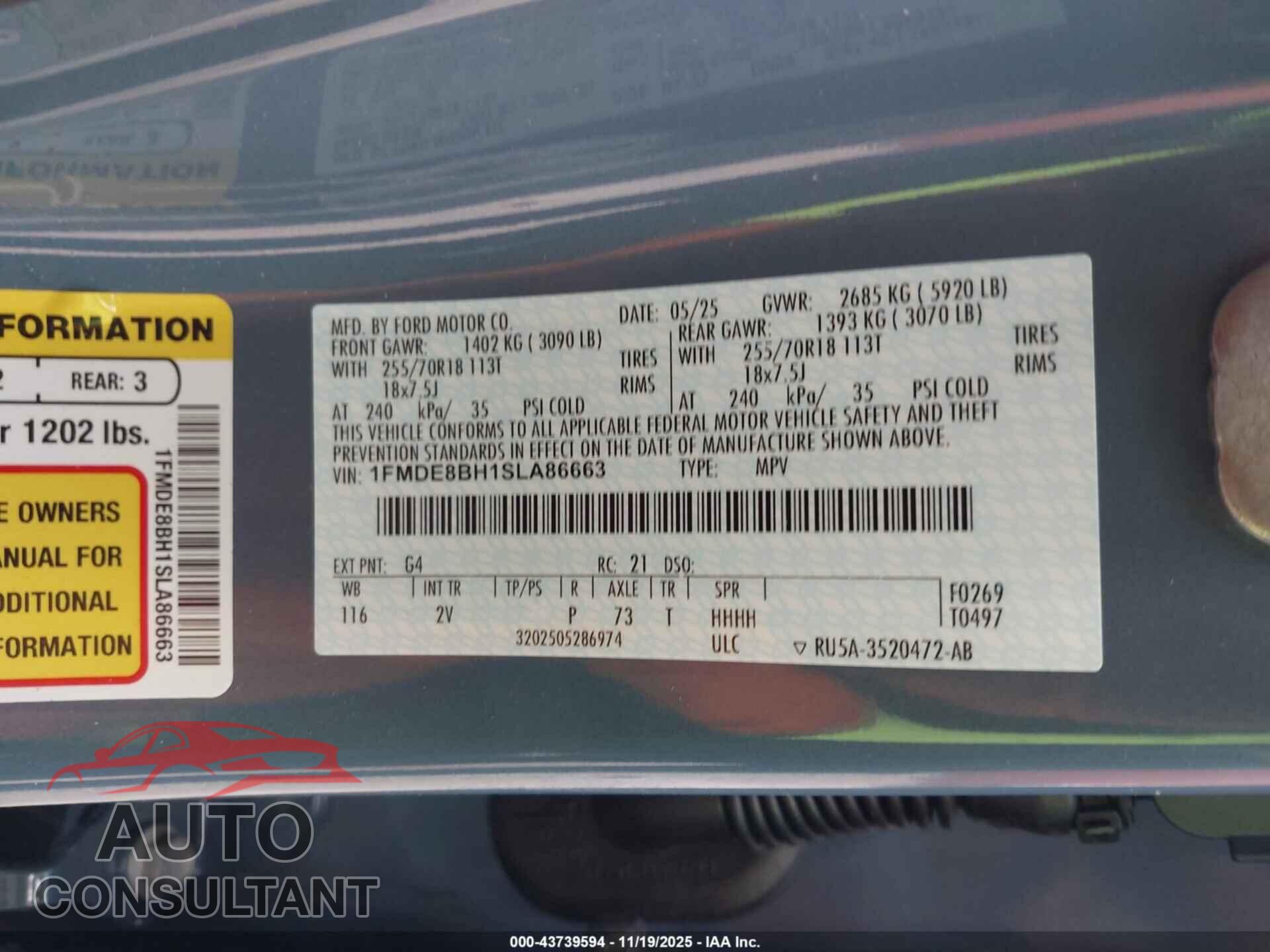 FORD BRONCO 2025 - 1FMDE8BH1SLA86663