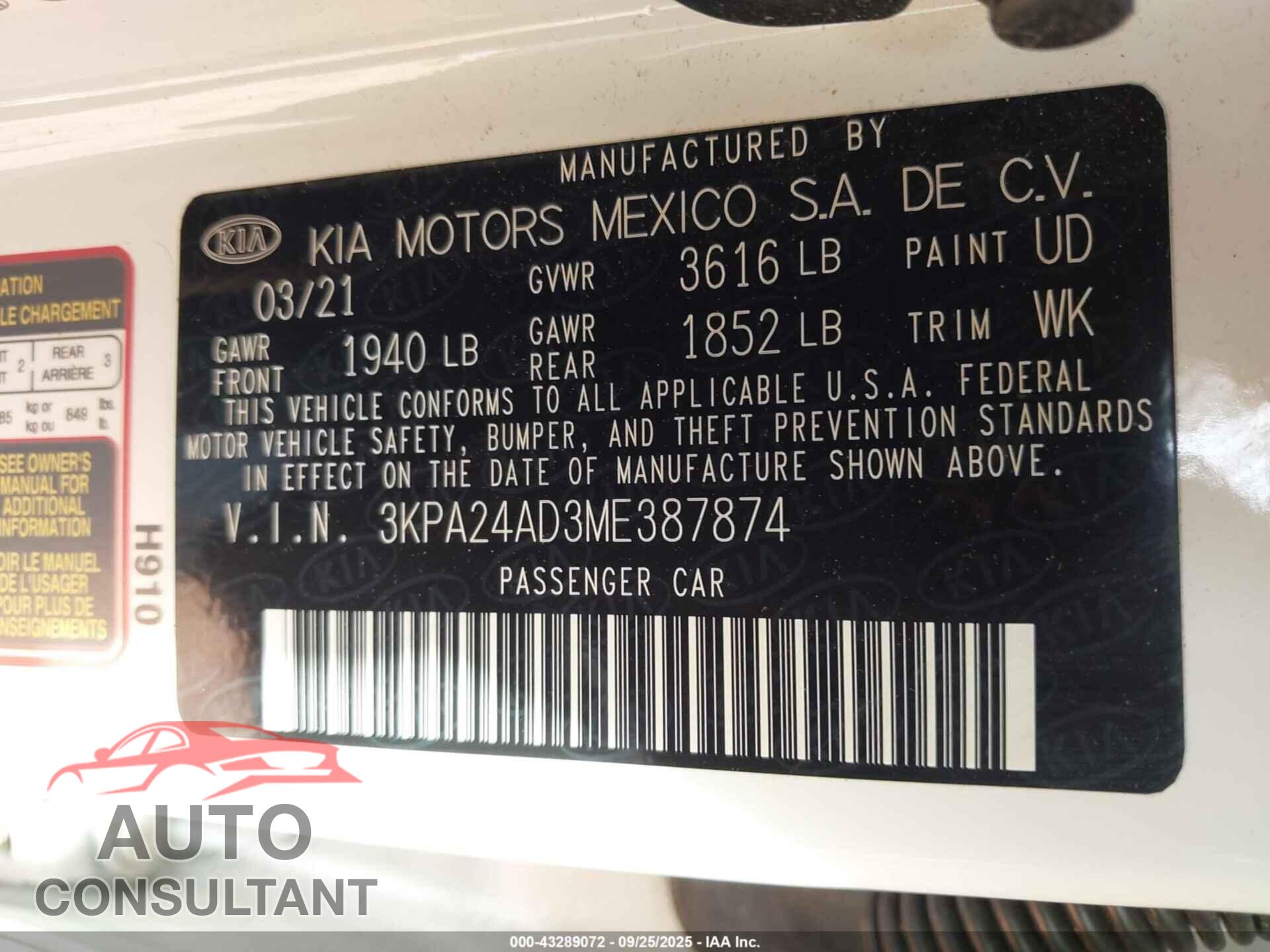 KIA RIO 2021 - 3KPA24AD3ME387874