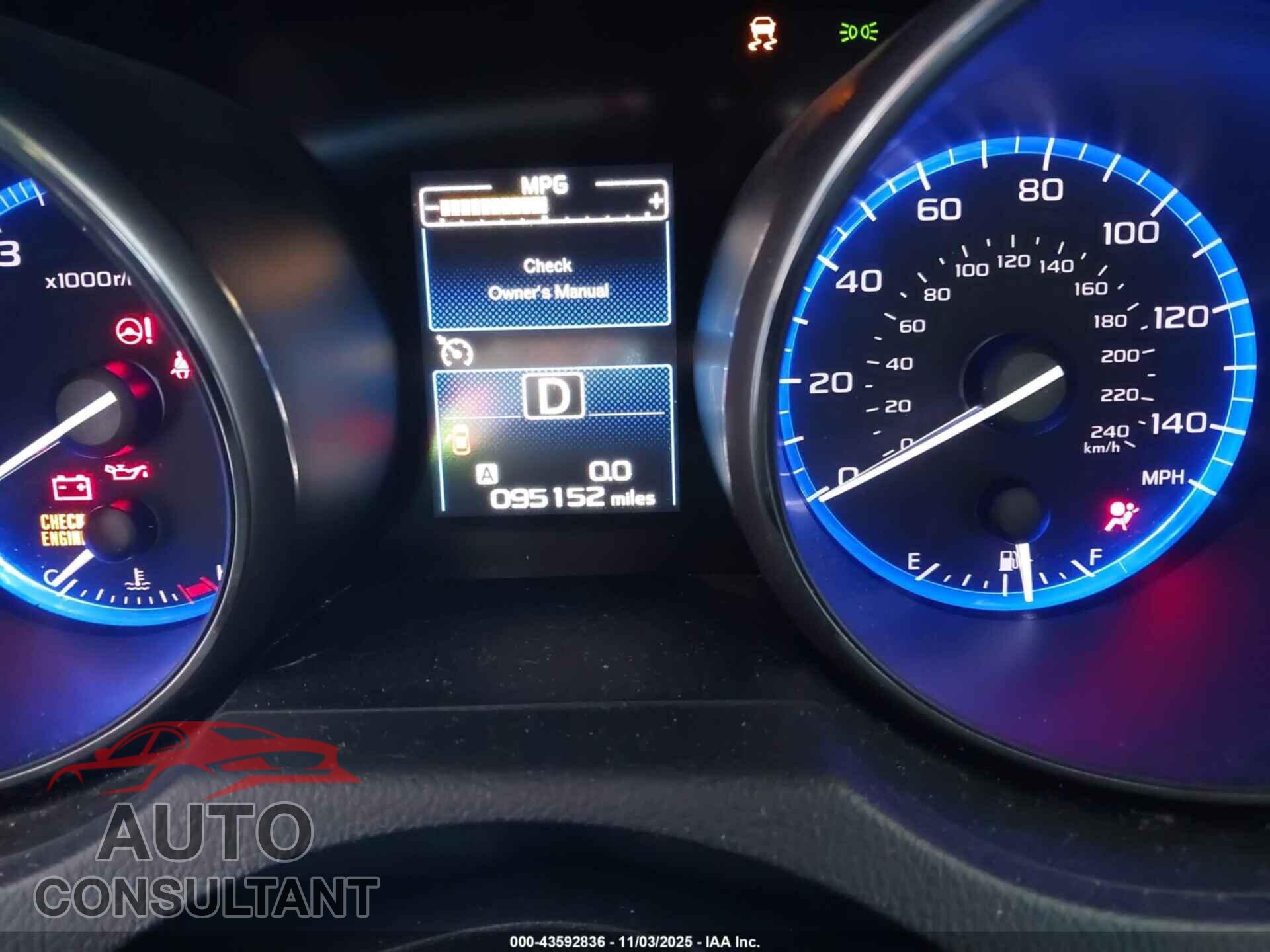 SUBARU OUTBACK 2016 - 4S4BSBCC6G3336938
