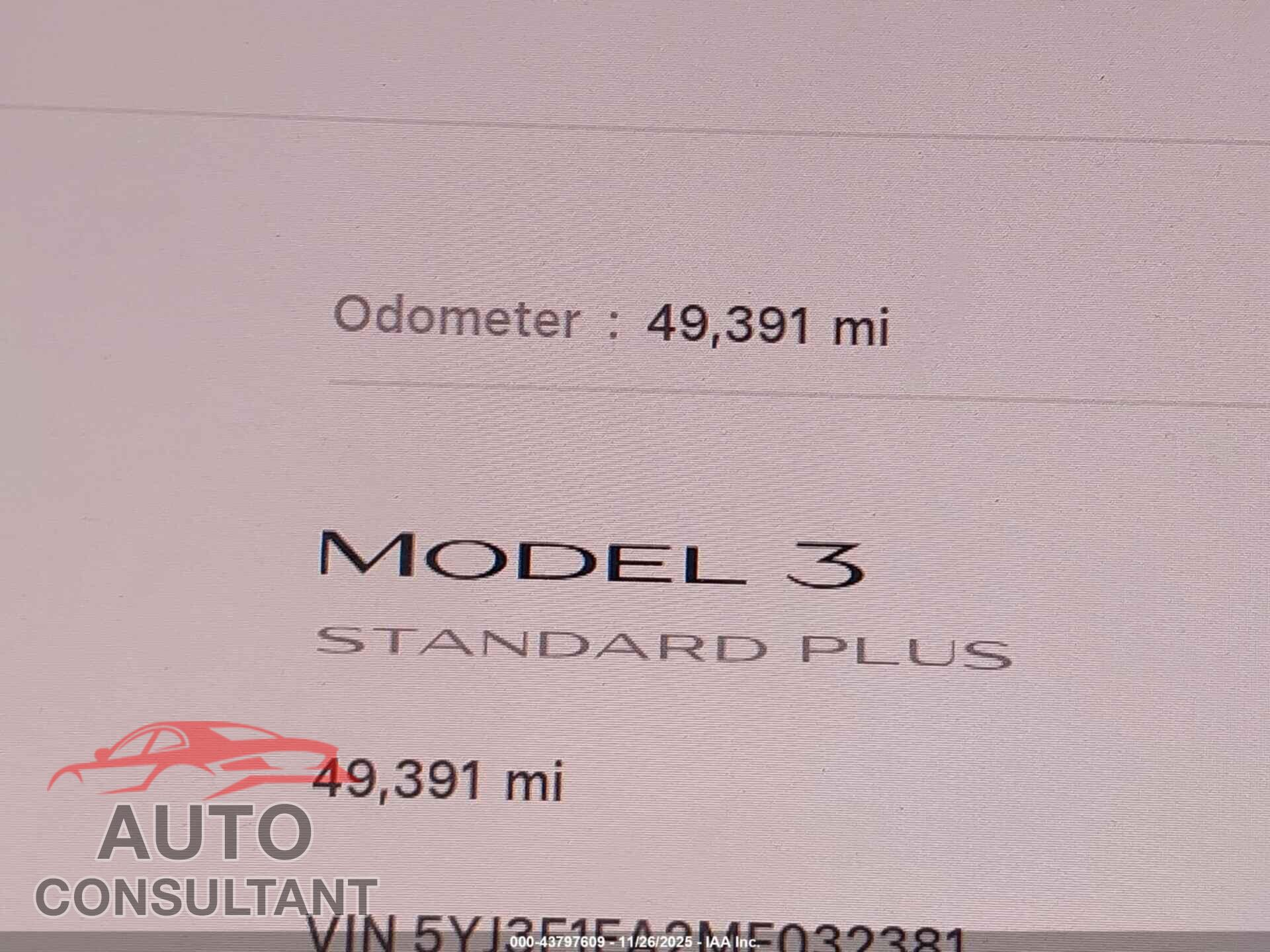TESLA MODEL 3 2021 - 5YJ3E1EA2MF032381