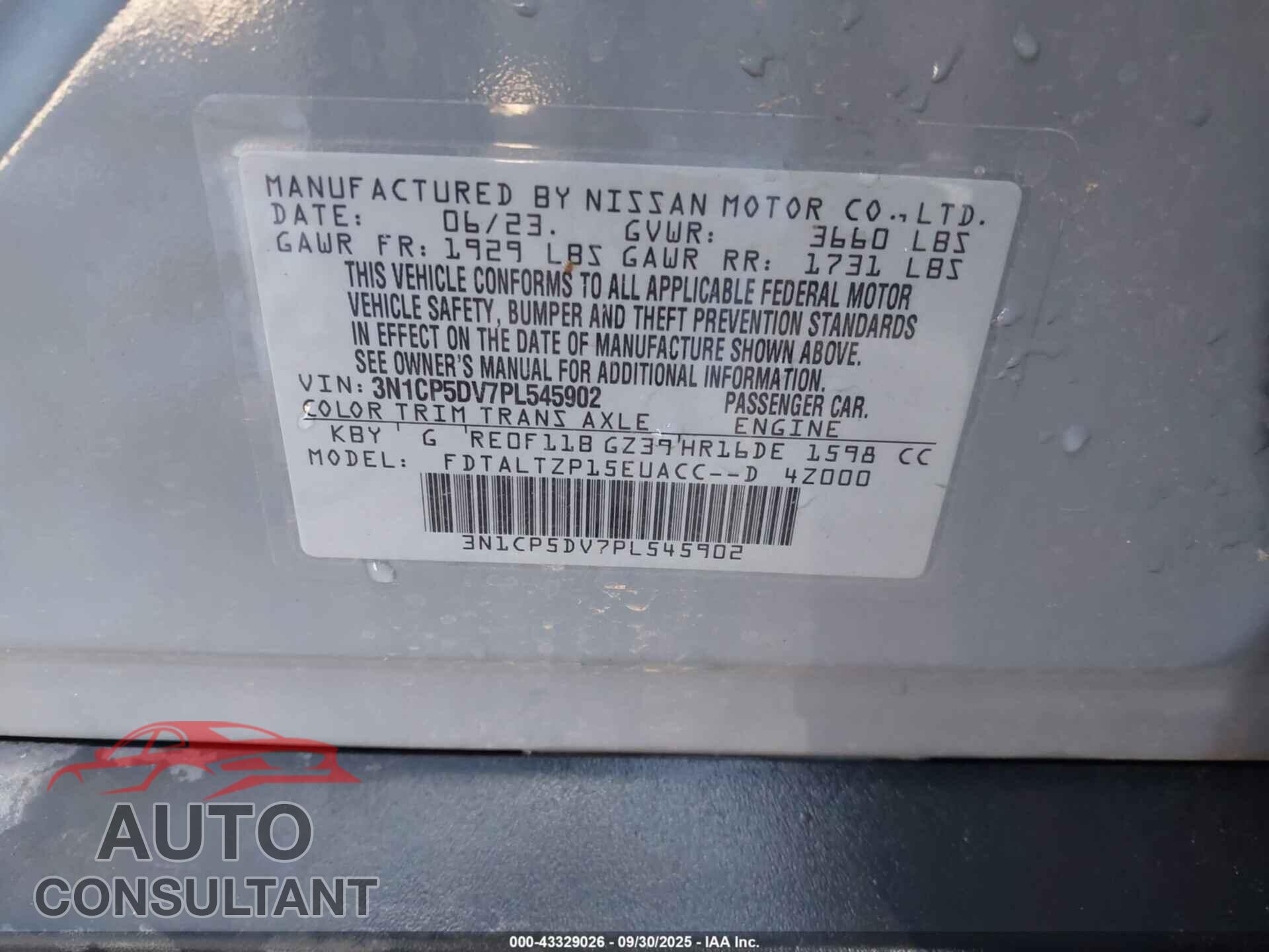 NISSAN KICKS 2023 - 3N1CP5DV7PL545902