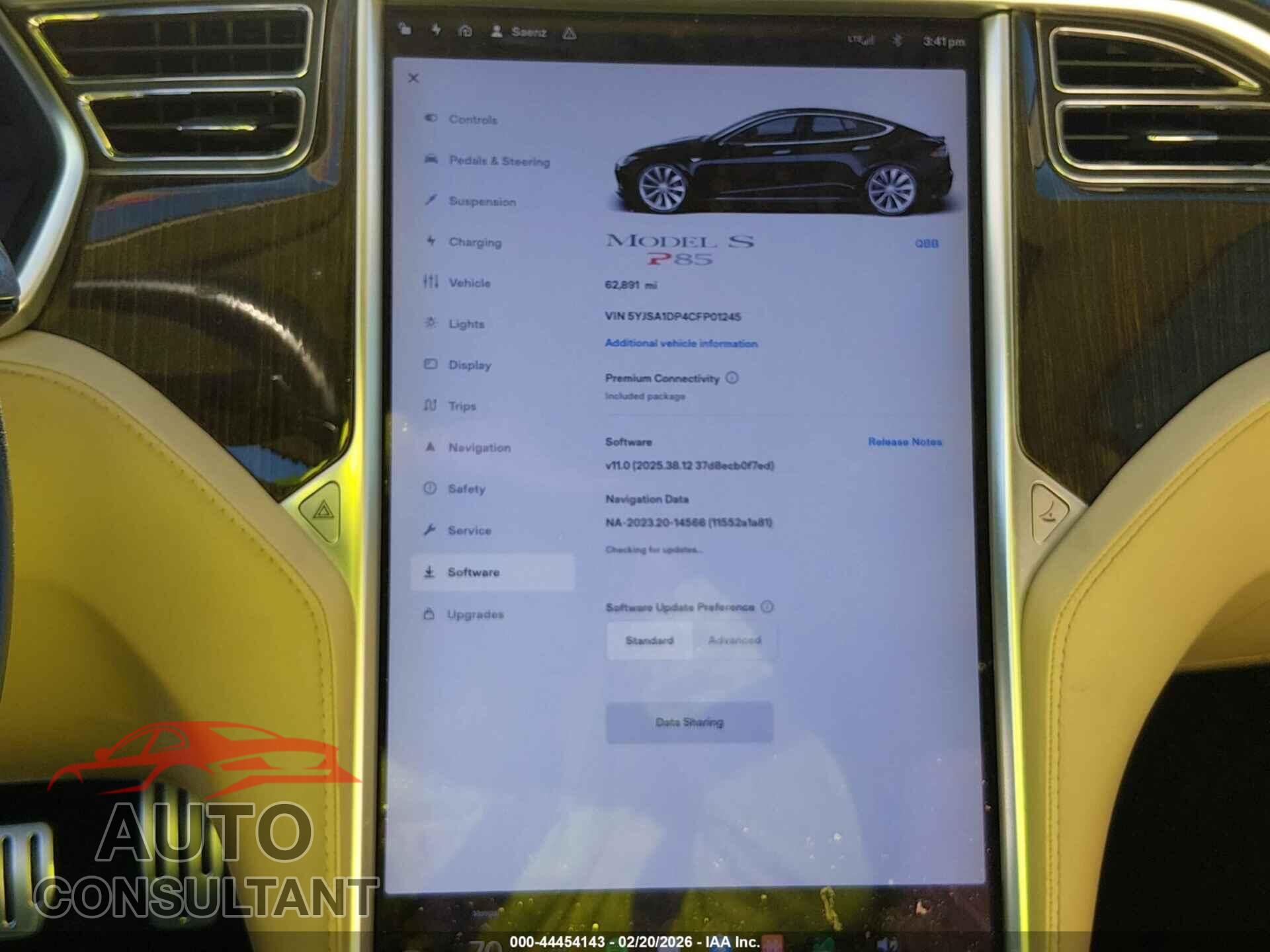 TESLA MODEL S 2012 - 5YJSA1DP4CFP01245