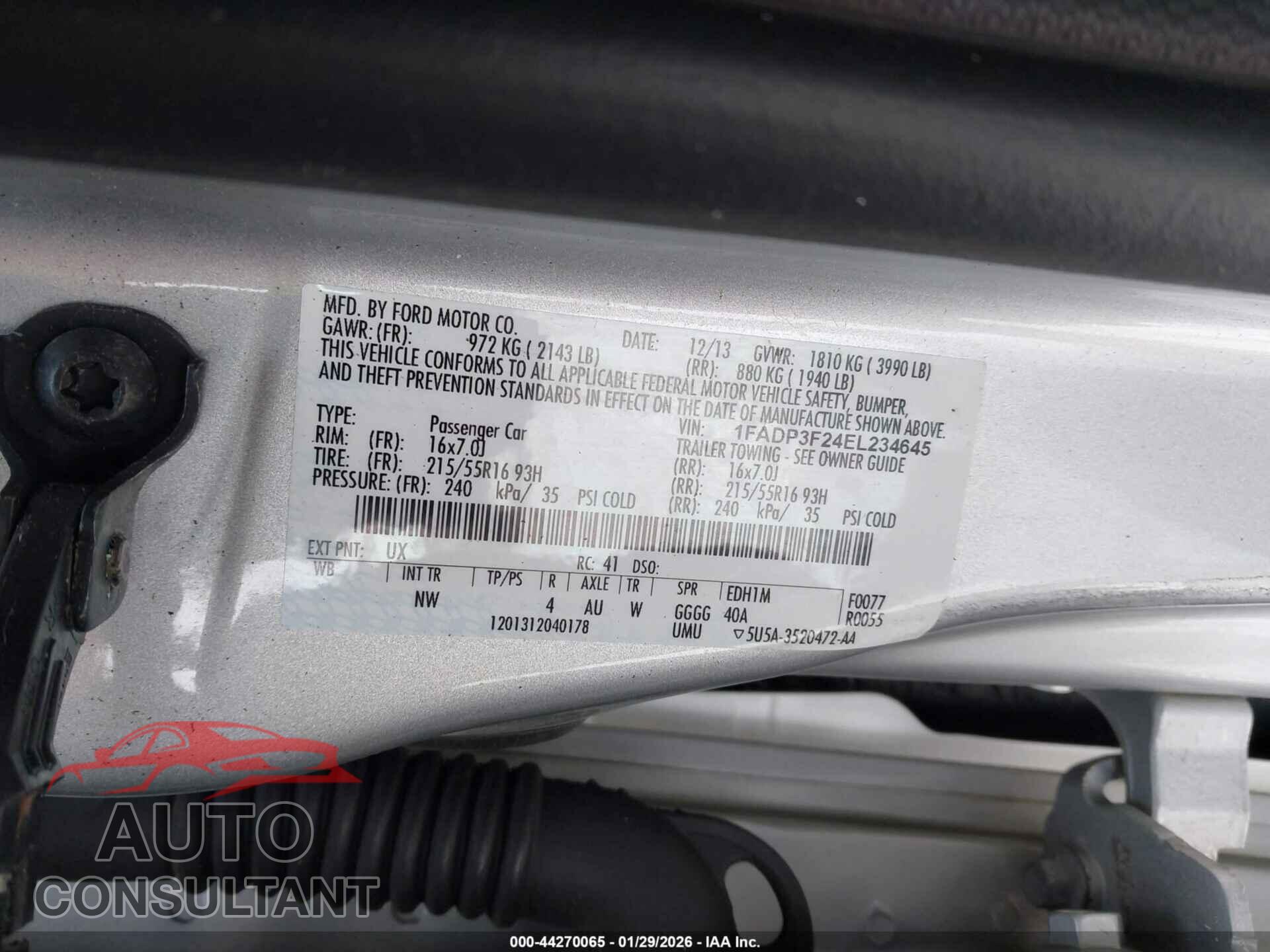 FORD FOCUS 2014 - 1FADP3F24EL234645