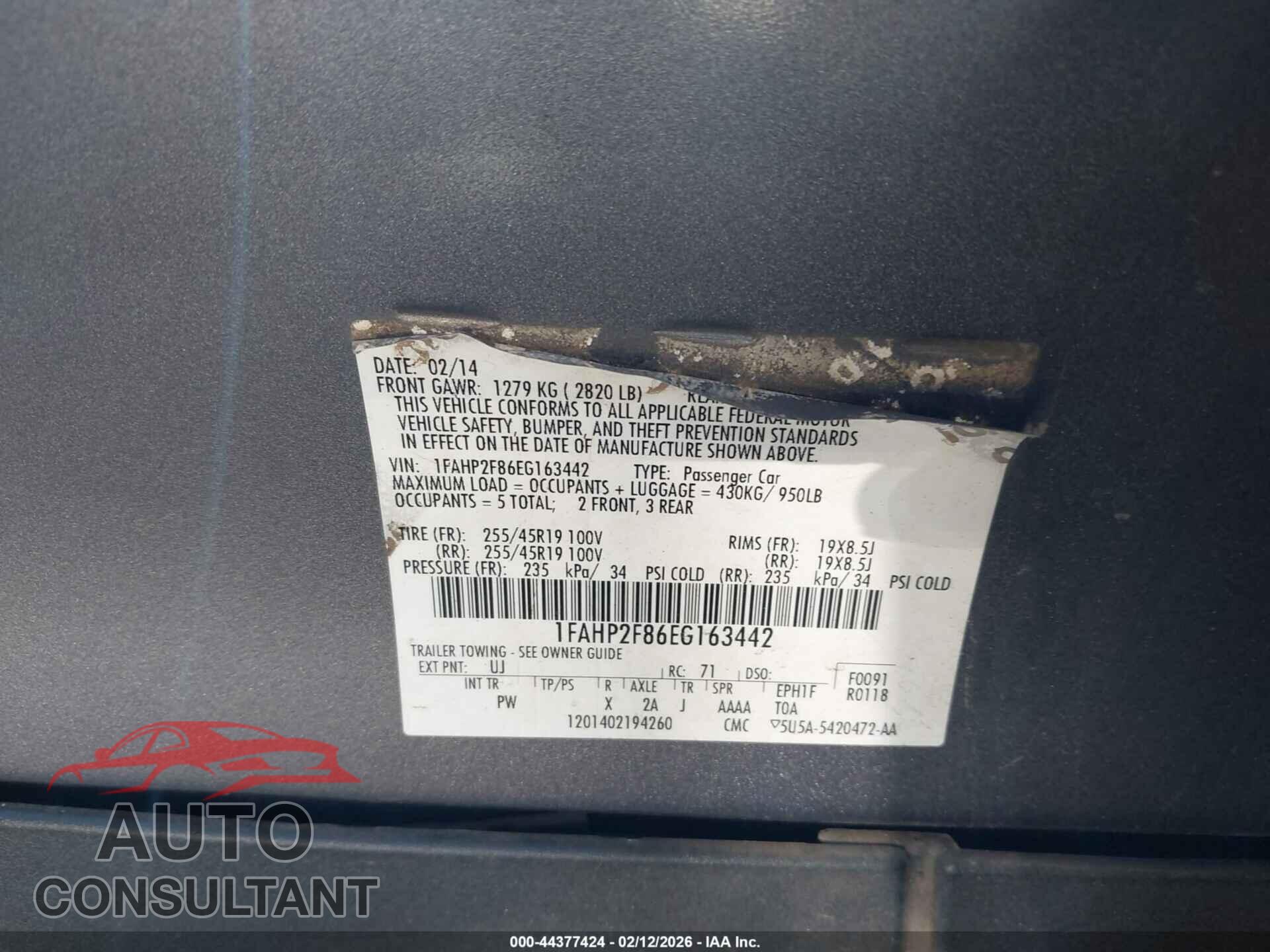 FORD TAURUS 2014 - 1FAHP2F86EG163442