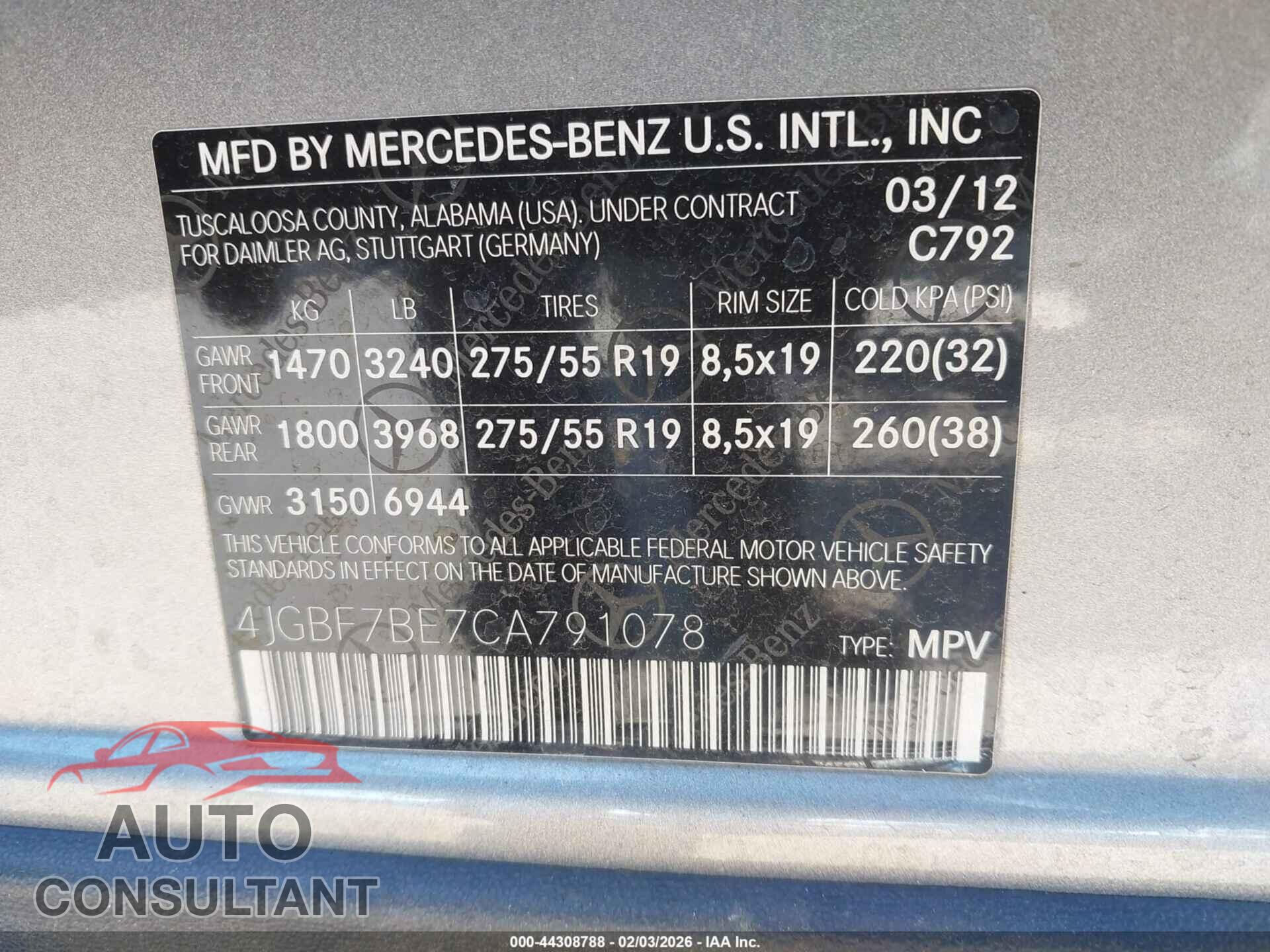 MERCEDES-BENZ GL 450 2012 - 4JGBF7BE7CA791078