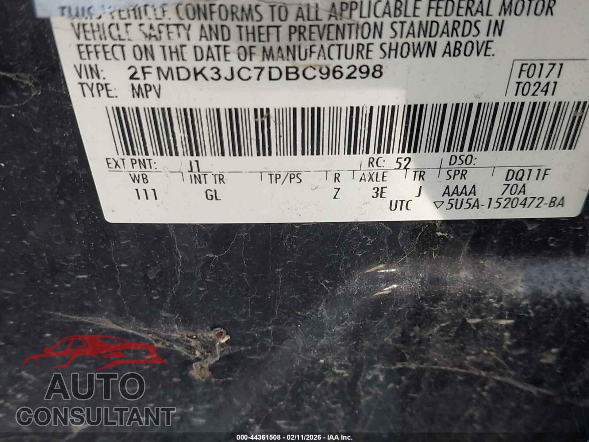 FORD EDGE 2013 - 2FMDK3JC7DBC96298