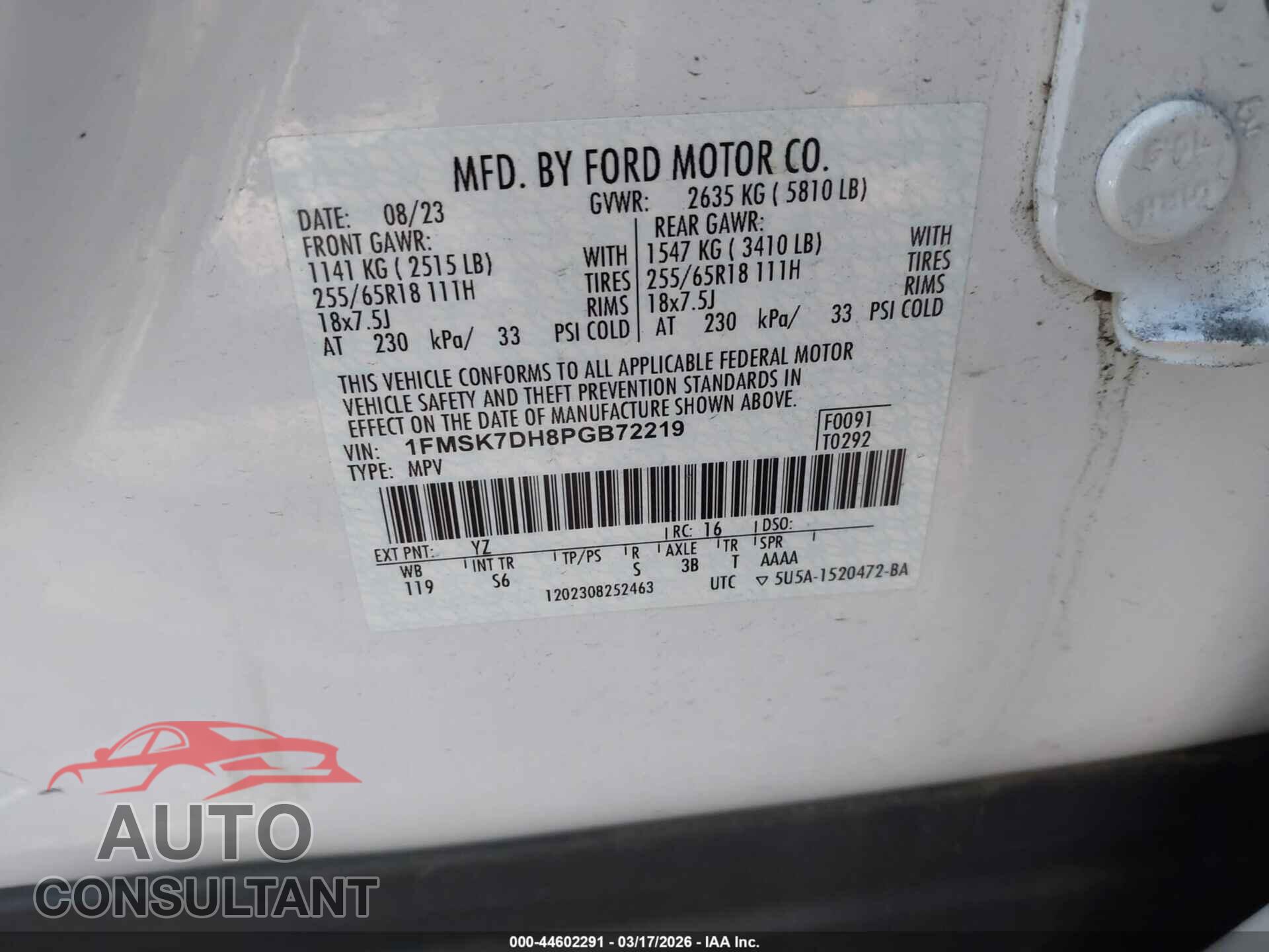 FORD EXPLORER 2023 - 1FMSK7DH8PGB72219